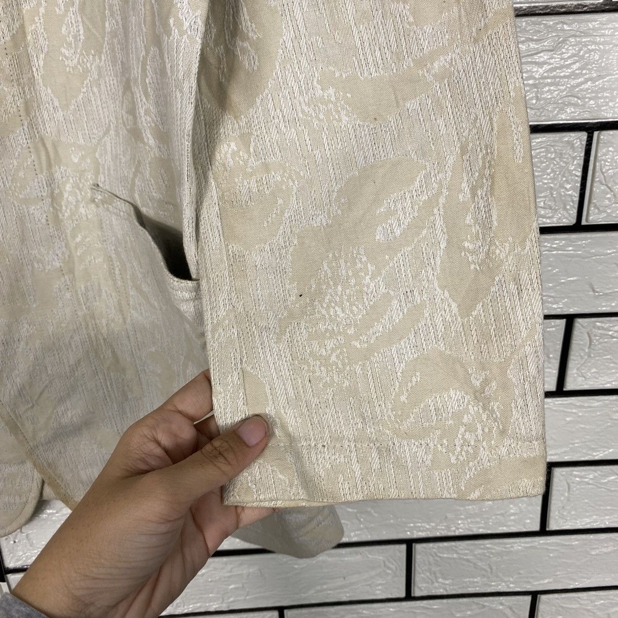 Tornado Mart Vintage Beige Jacquard Floral Pattern Jacket Tornado Size US L / EU 52-54 / 3 - 16 Thumbnail