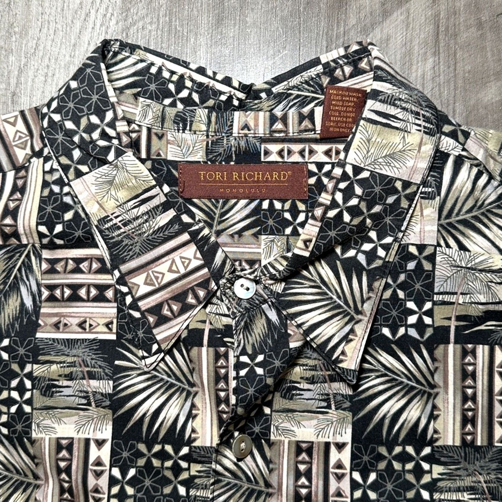 Tori Richard Tori Richard Honolulu Tropical Palms Hawaiian Cotton Lawn Short Sleeve 2XL Men Black Size US 39 - 5 Thumbnail