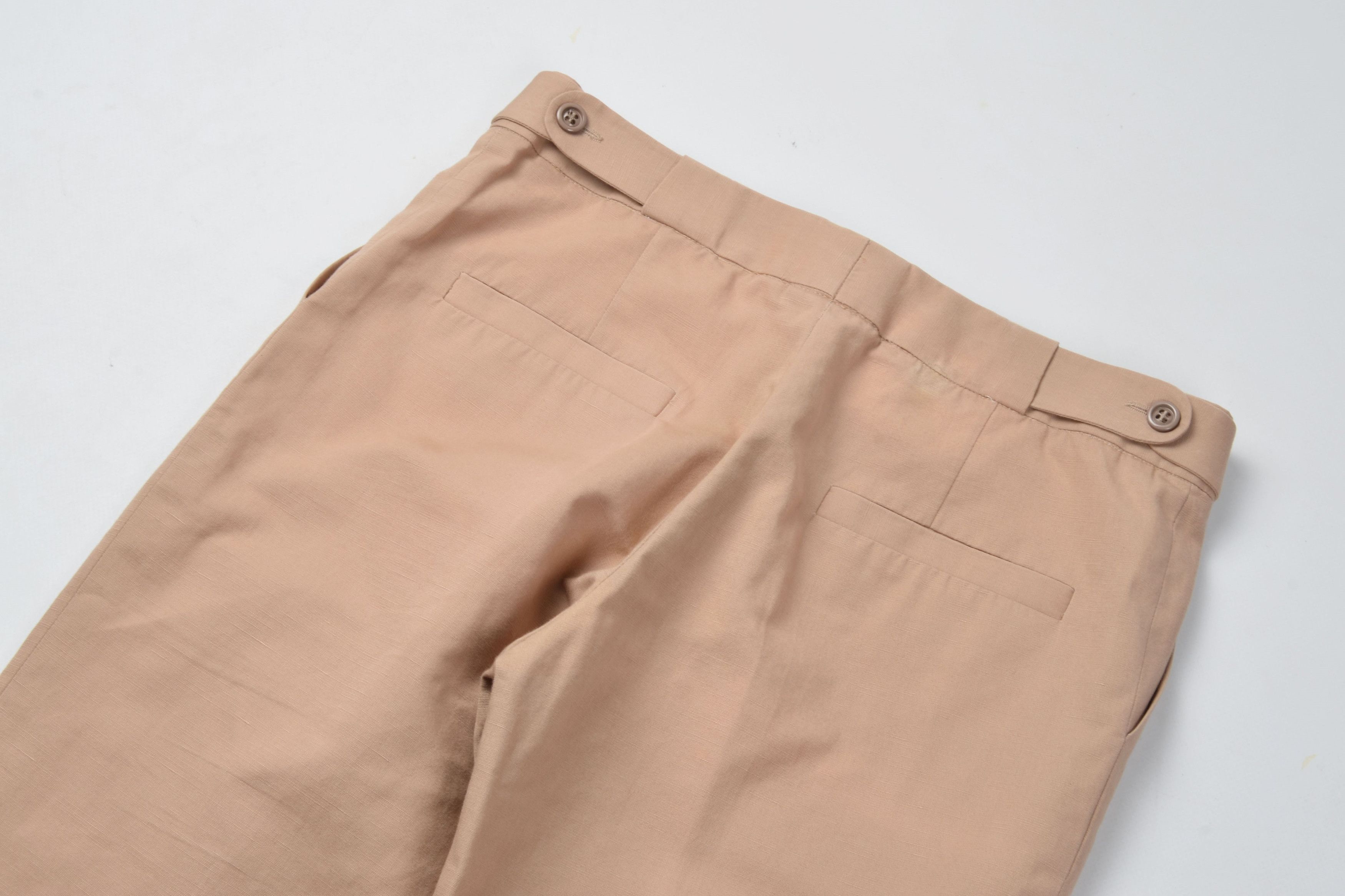 Chloe Chloe Beige Straight Cotton Linen Blend Chino Pants Size 31" - 6 Thumbnail