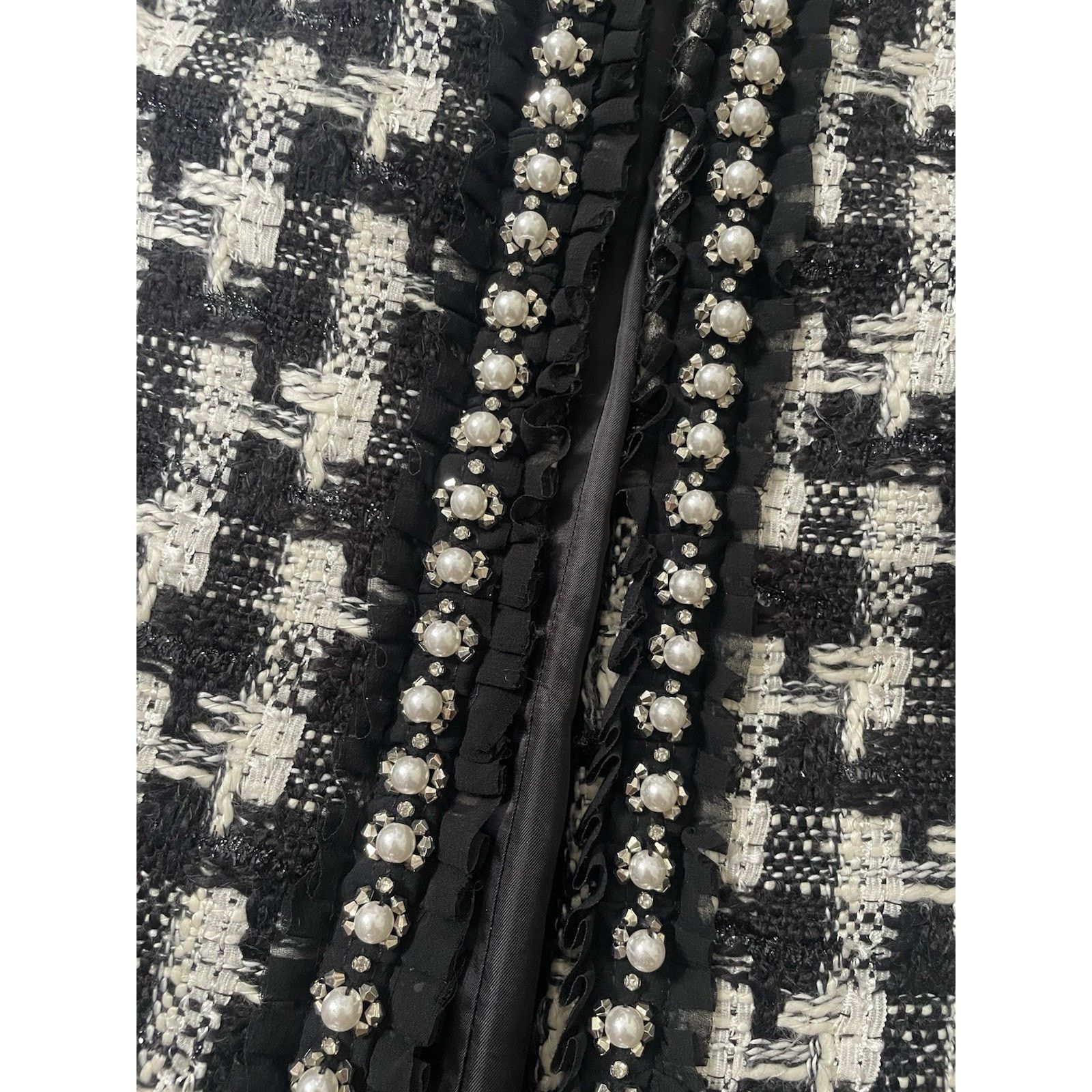 Talbots Talbots Houndstooth Black White Pearl Trim Tweed Blazer 14 Size XL / US 12-14 / IT 48-50 - 5 Thumbnail