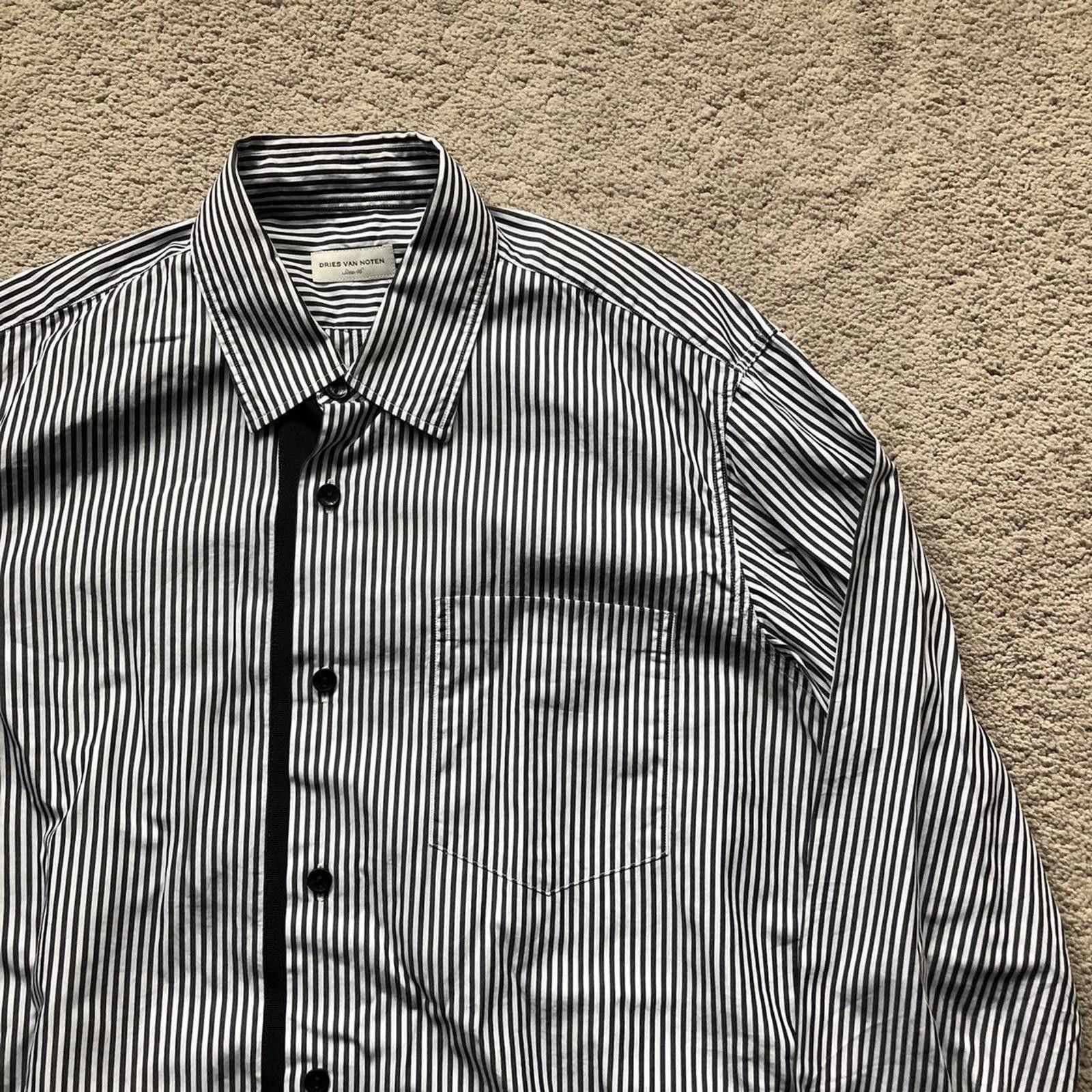 Dries Van Noten Dries Van Noten Contrast Pinstriped Button Up Shirt Size US M / EU 48-50 / 2 - 2 Thumbnail