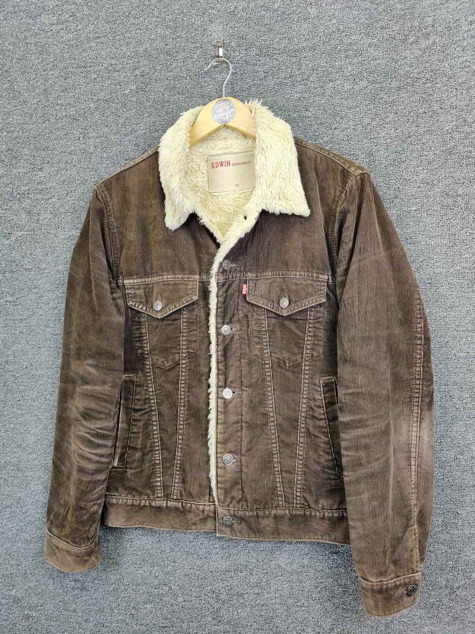 Edwin Vintage Edwin Corduroy Shearling Brown Trucker Jacket Size US M / EU 48-50 / 2 - 2 Thumbnail