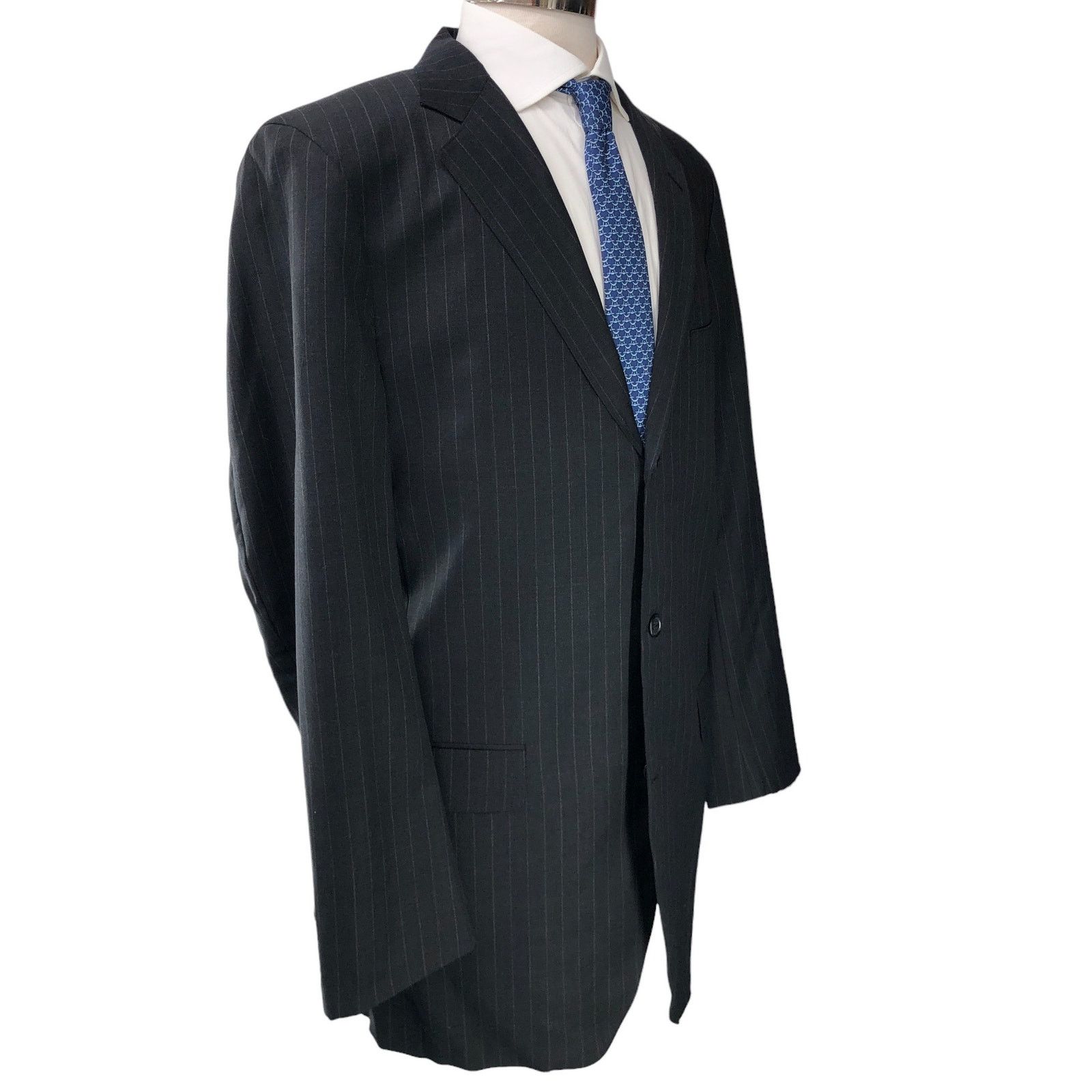 Southwick Southwick Mens Size 44XL Extra Long Suit 2 Piece Pinstripe Size 44L - 7 Thumbnail