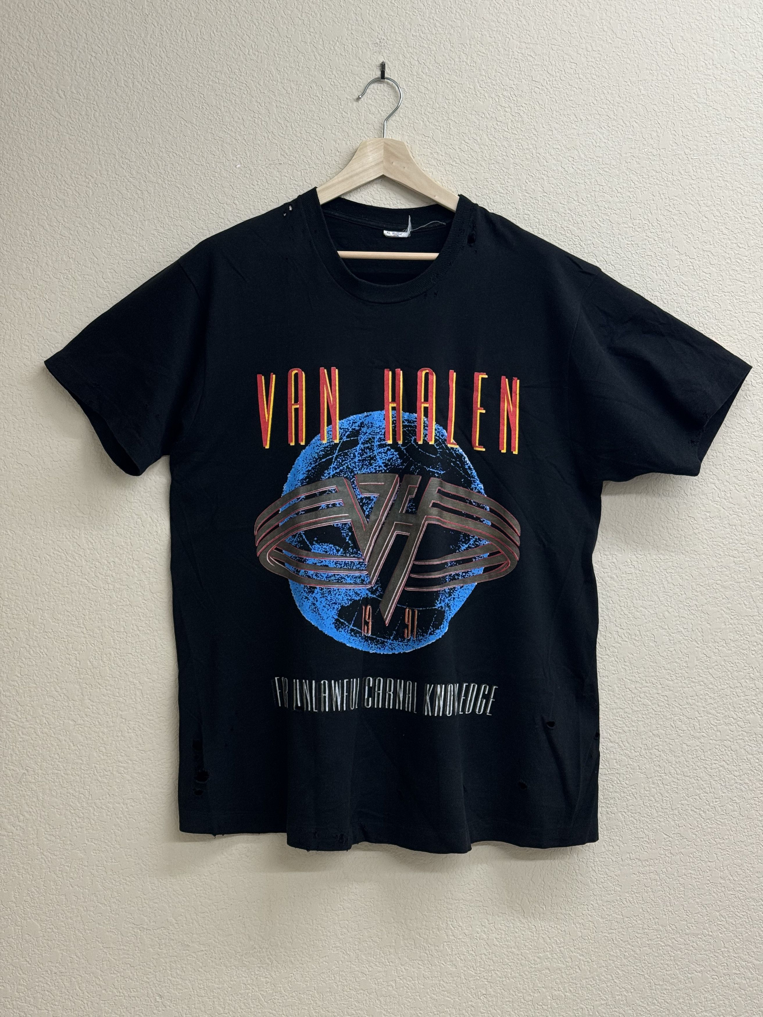 Vintage Vintage 1991 Van Halen Tee Distressed Size US XL / EU 56 / 4 - 1 Thumbnail