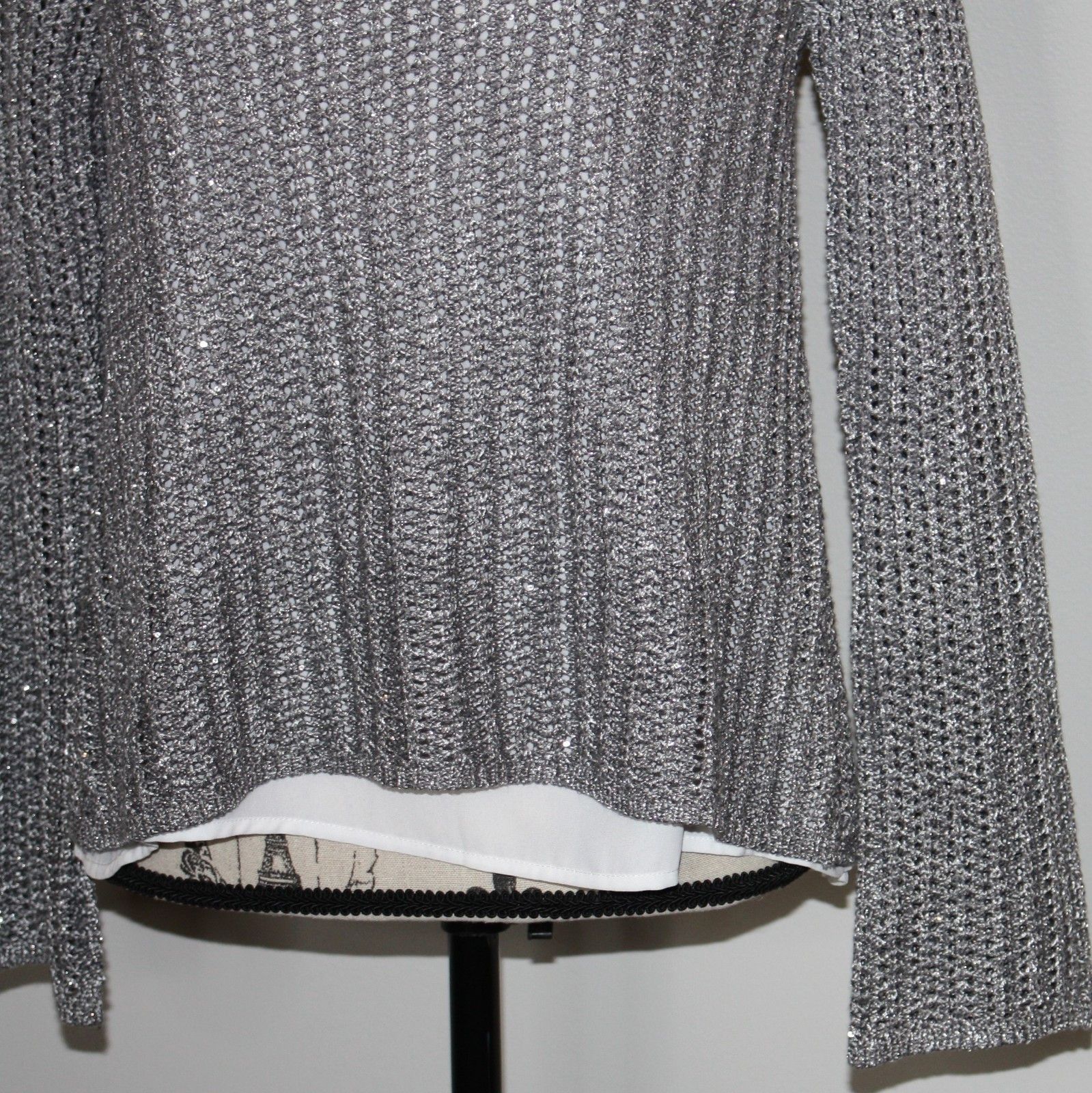White House Black Market Women's Sequin Silver Ombre Twofer Sweater in size S Size S / US 4 / IT 40 - 11 Thumbnail