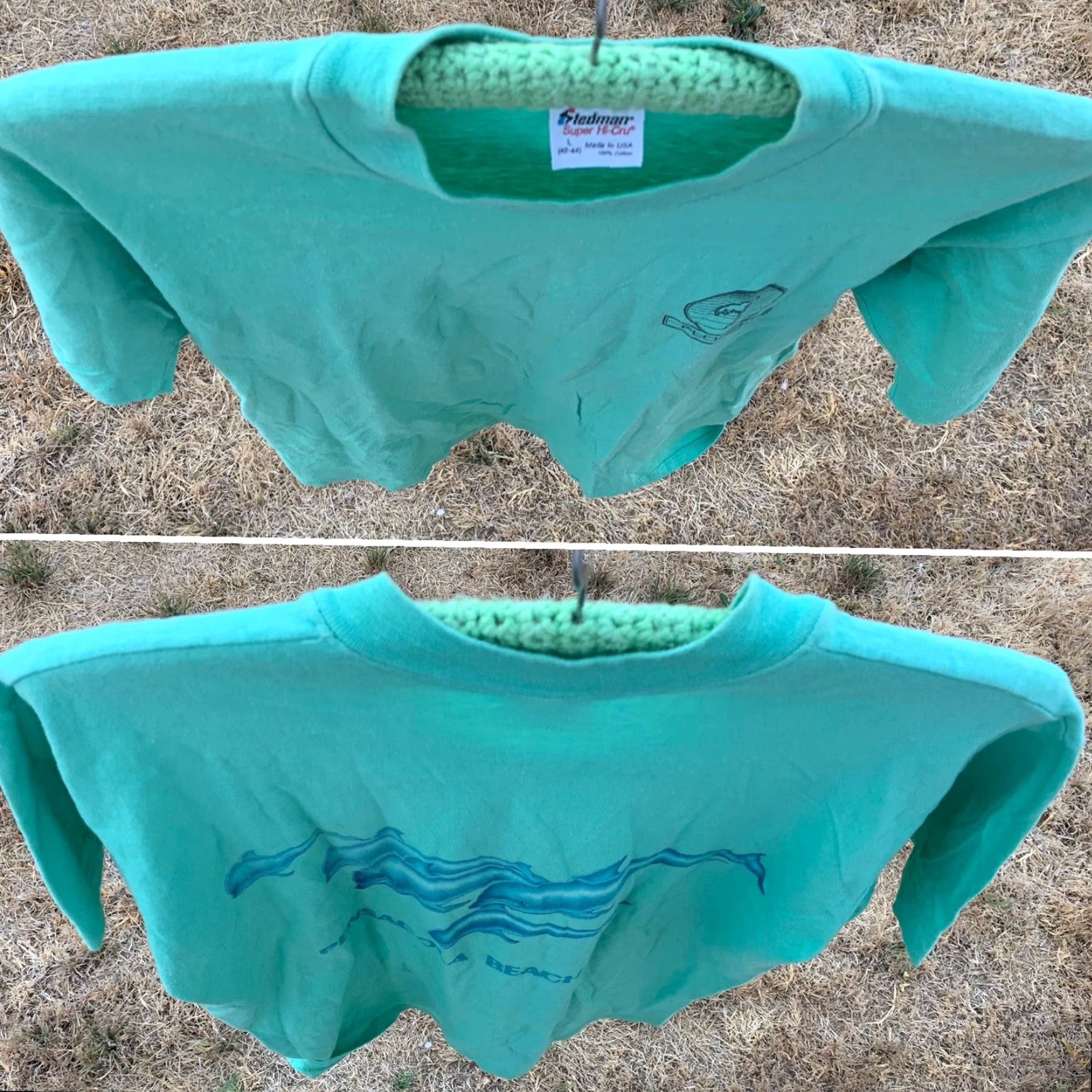 Vintage VINTAGE Pensacola Beach Florida dolphin graphics t-shirt Stedman Super Hi-Cru L Shirt Men 1980s Green Graphic Tee USA Dolphins Beach Size US L / EU 52-54 / 3 - 4 Thumbnail