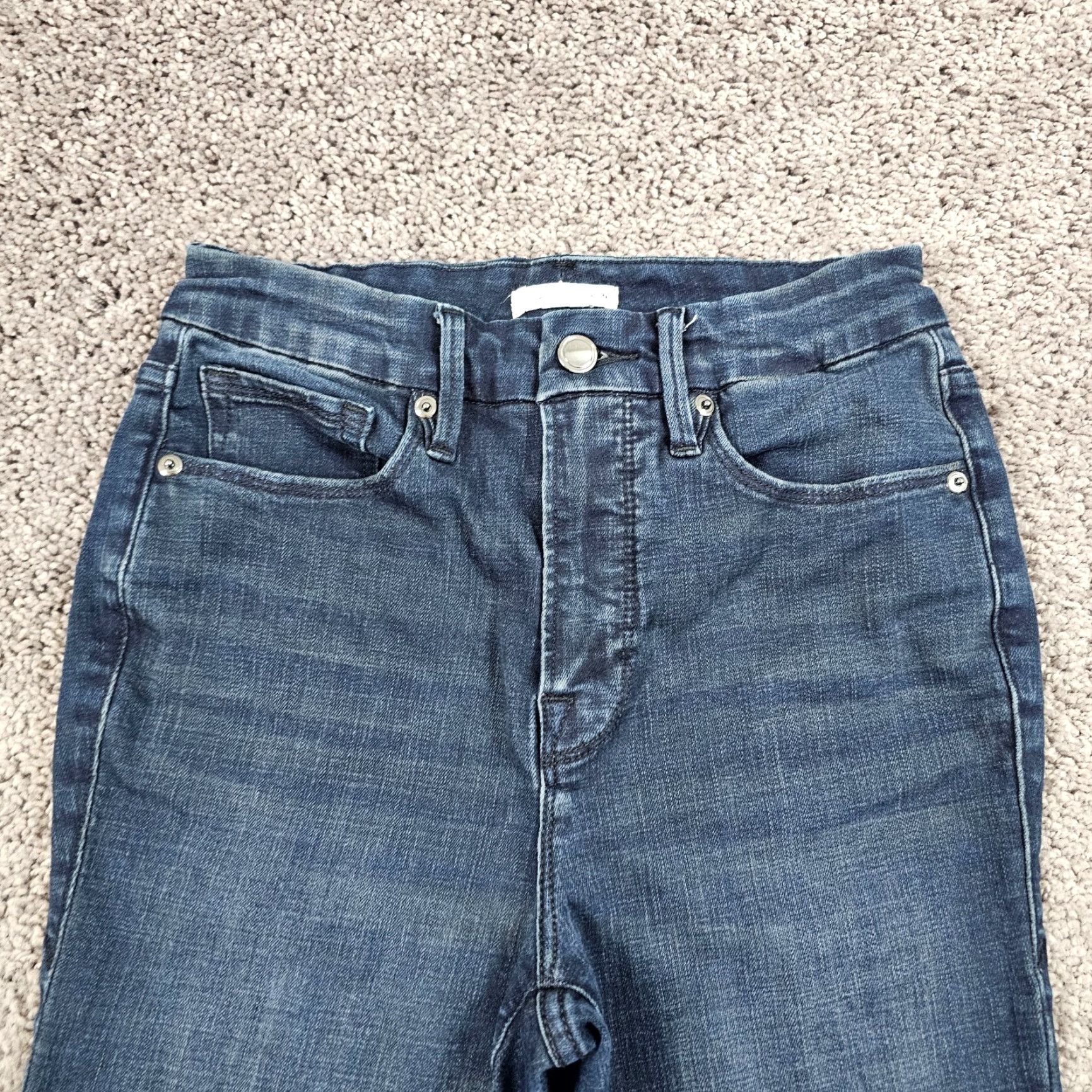 Good American Good American Jeans Women 27 High Rise Crop Dark Wash Stretch Denim 25 Inseam Blue Size 27" / US 4 / IT 40 - 2 Thumbnail