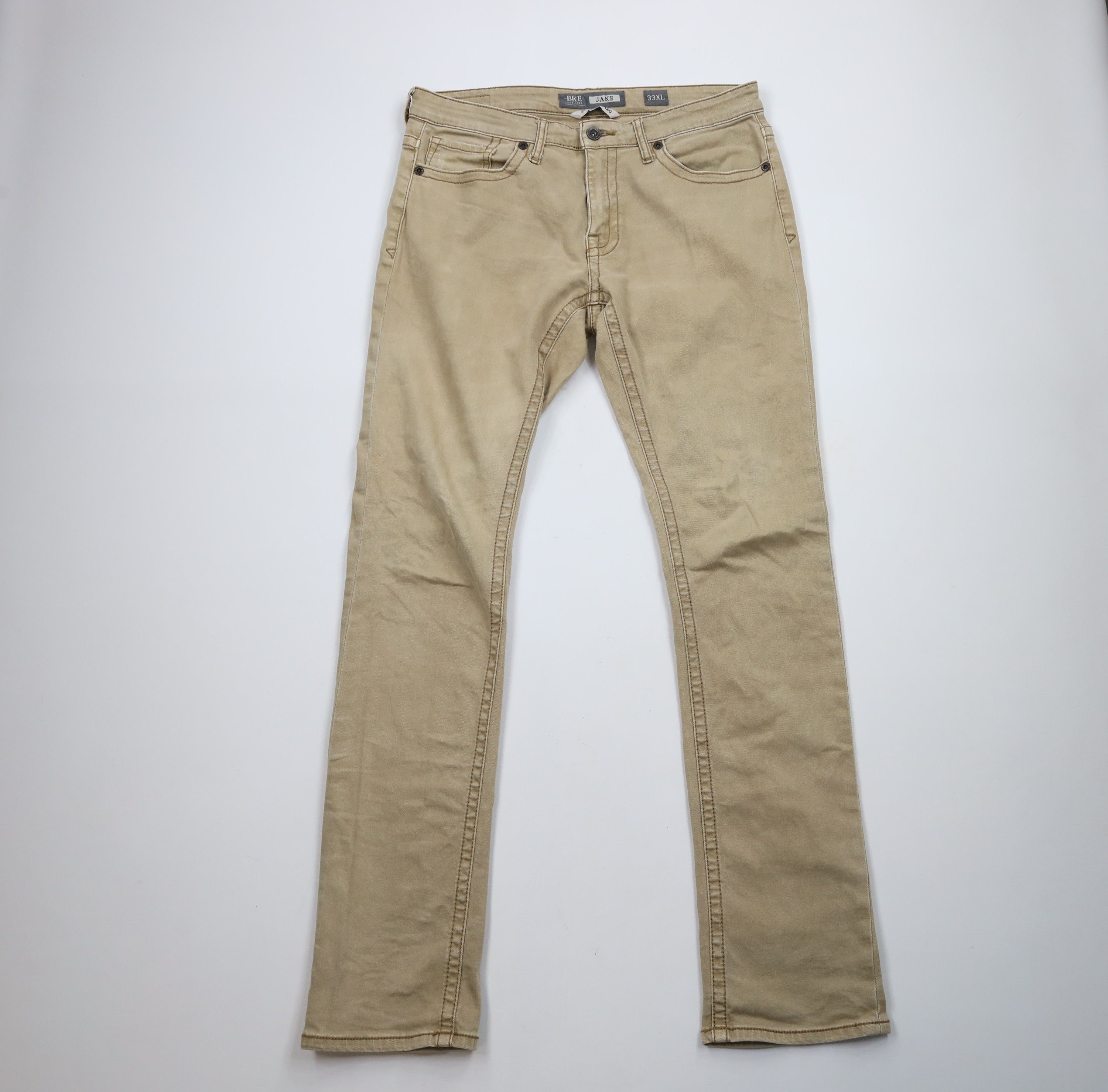 BKE × Vintage Buckle BKE Stitch Stretch Straight Leg Denim Jeans Beige Size US 33 - 1 Thumbnail