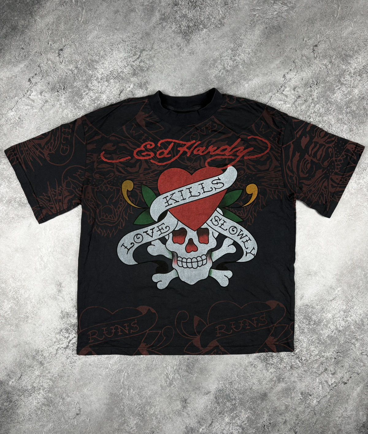 Ed Hardy × Vintage Y2K VTG Ed Hardy Tattoo Shirt Size S Christian Audigier Size S / US 4 / IT 40 - 1 Thumbnail
