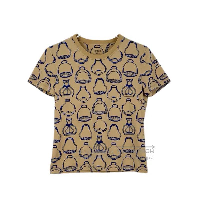 Hermes Hermes Khaki Full Pattern Short Sleeve Size XS / US 0-2 / IT 36-38 - 1 Thumbnail