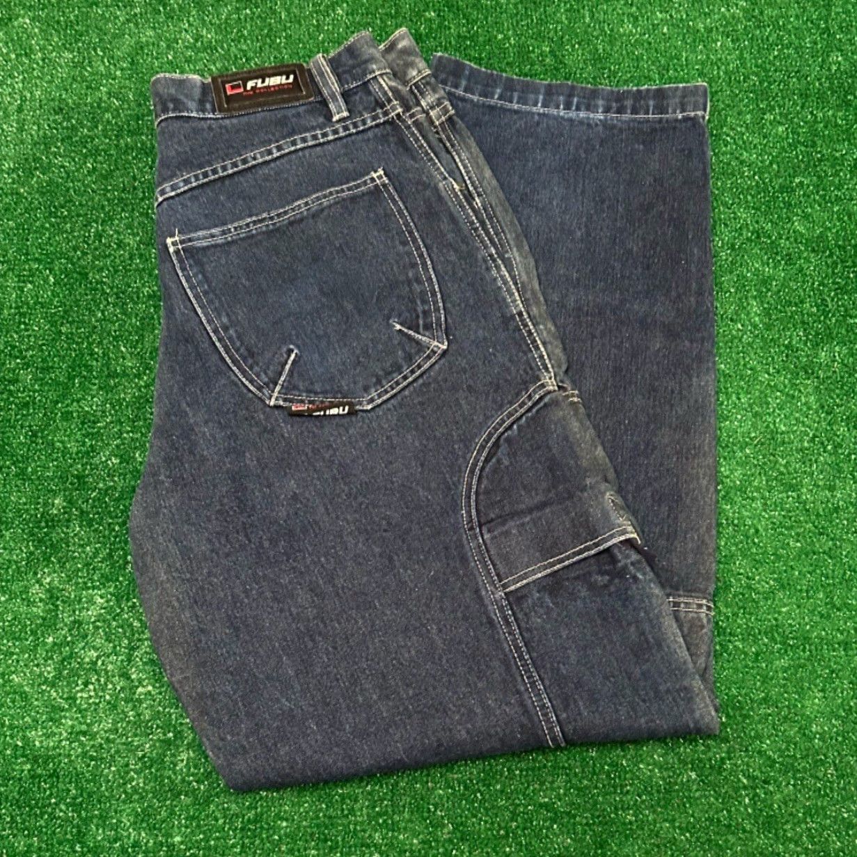 Fubu VINTAGE FUBU Baggy Jeans Skater Grunge Hip Hop VTG Mens 34 34x34 Denim Blue Wide-Leg Relaxed 1990s 2000s Mens Size US 34 / EU 50 - 5 Thumbnail