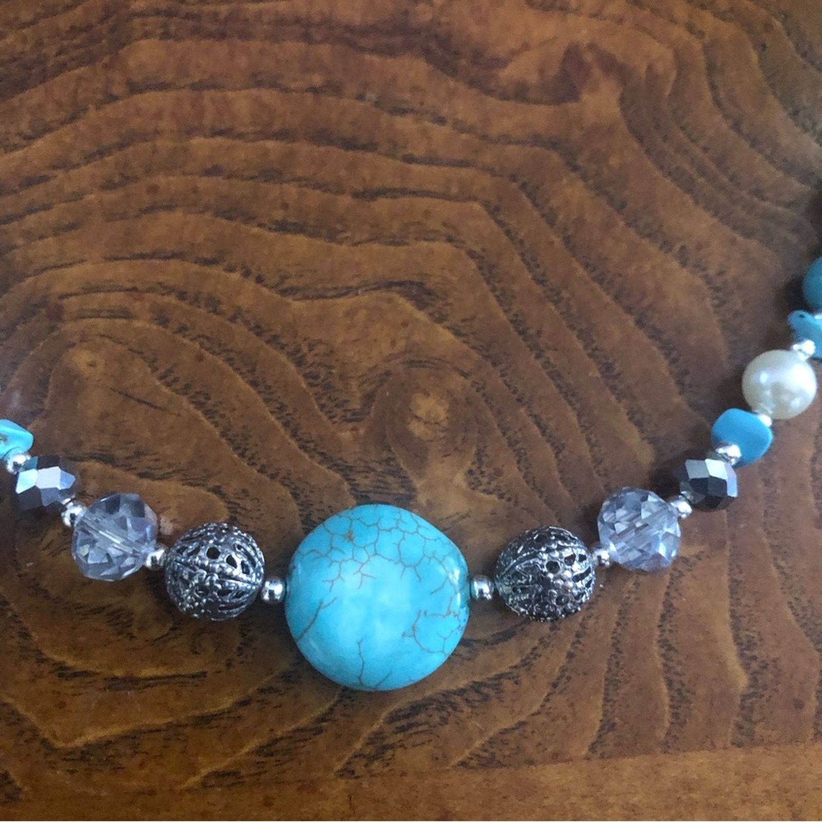 Handmade Handcrafted repurpose howlite stone beaded necklace Size ONE SIZE - 6 Thumbnail