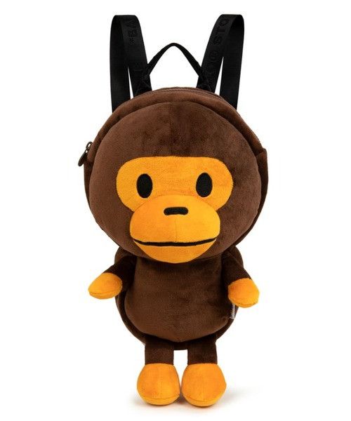 A BATHING APE BABY MILO PLUSH BACKPACK Brown