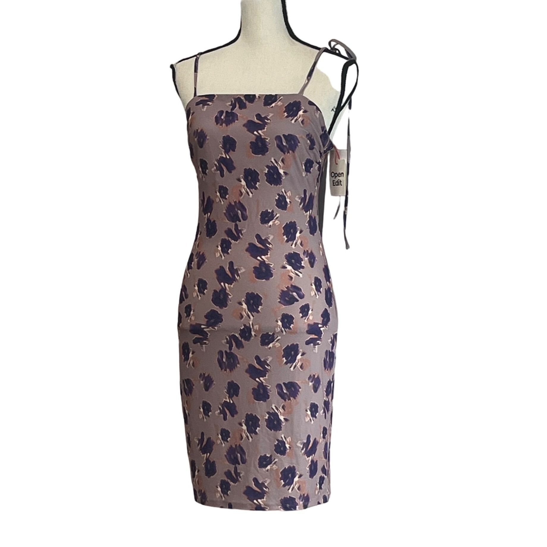 Other Open Edit Tie Shoulder Minidress In Purple- Pink Ash Blur Fl Size M / US 6-8 / IT 42-44 - 4 Thumbnail