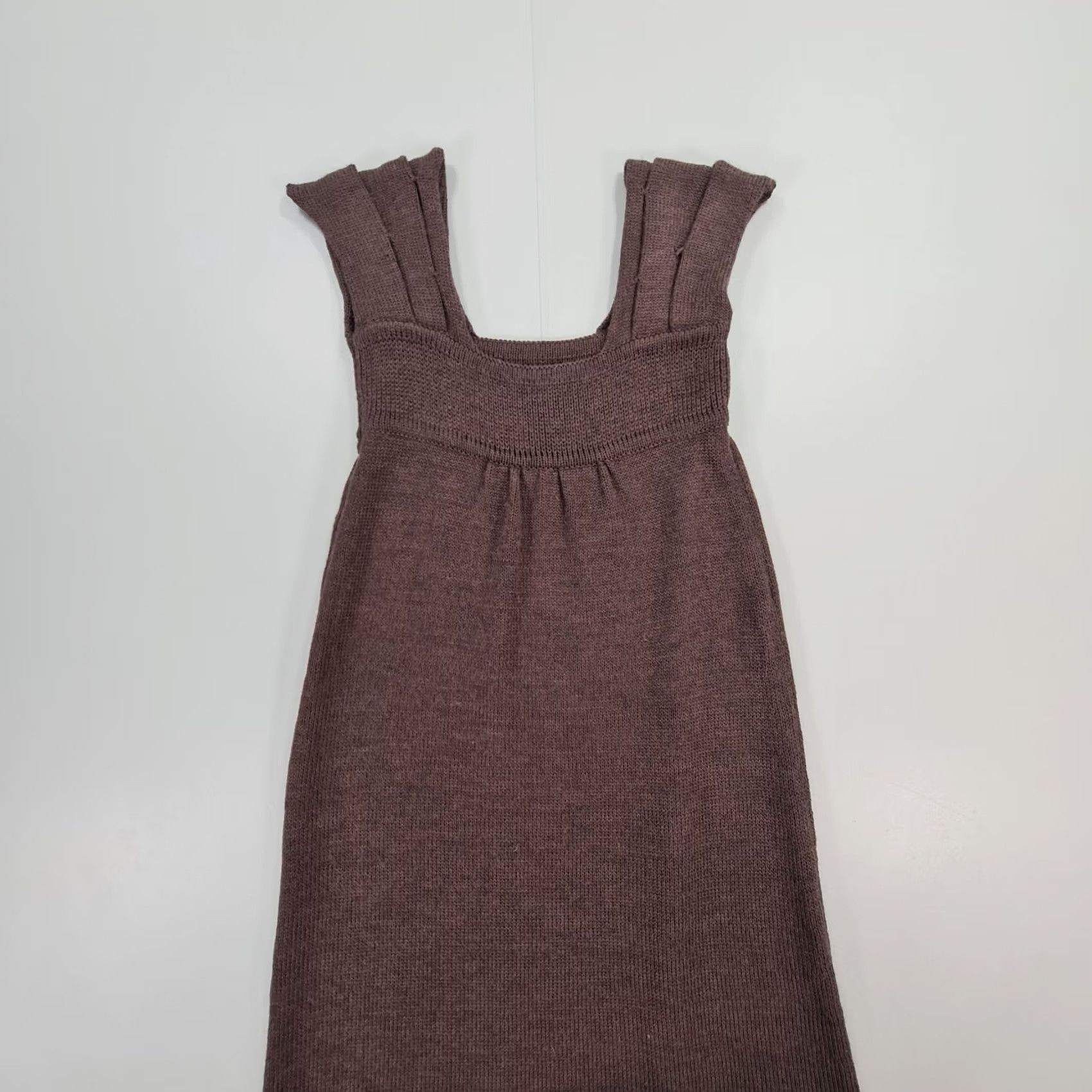 Joseph JOSEPH Womens Dress Knee Length Brown Wool Knit Sleeveless Square Neck Pullover Made In UK Small Casual Designer Modern Boys Girls Mens Womens Size S / US 4 / IT 40 - 3 Thumbnail