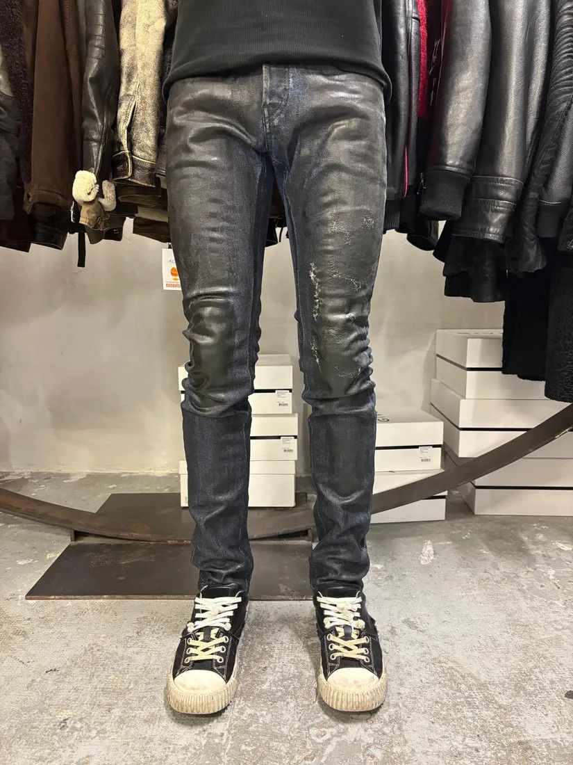 Just Cavalli SS2017 Cavalli Black Waxed Brut Denim Skinny Jeans Size US 31 - 3 Thumbnail