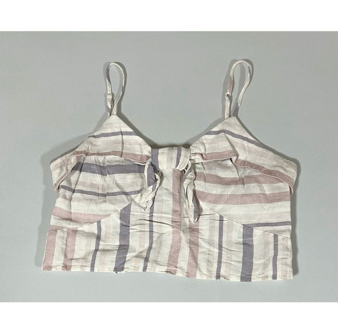 Express White Pastel Striped Bow Knot Crop Top Shirt Blouse Size S🤍✨ Size S / US 4 / IT 40 - 1 Thumbnail