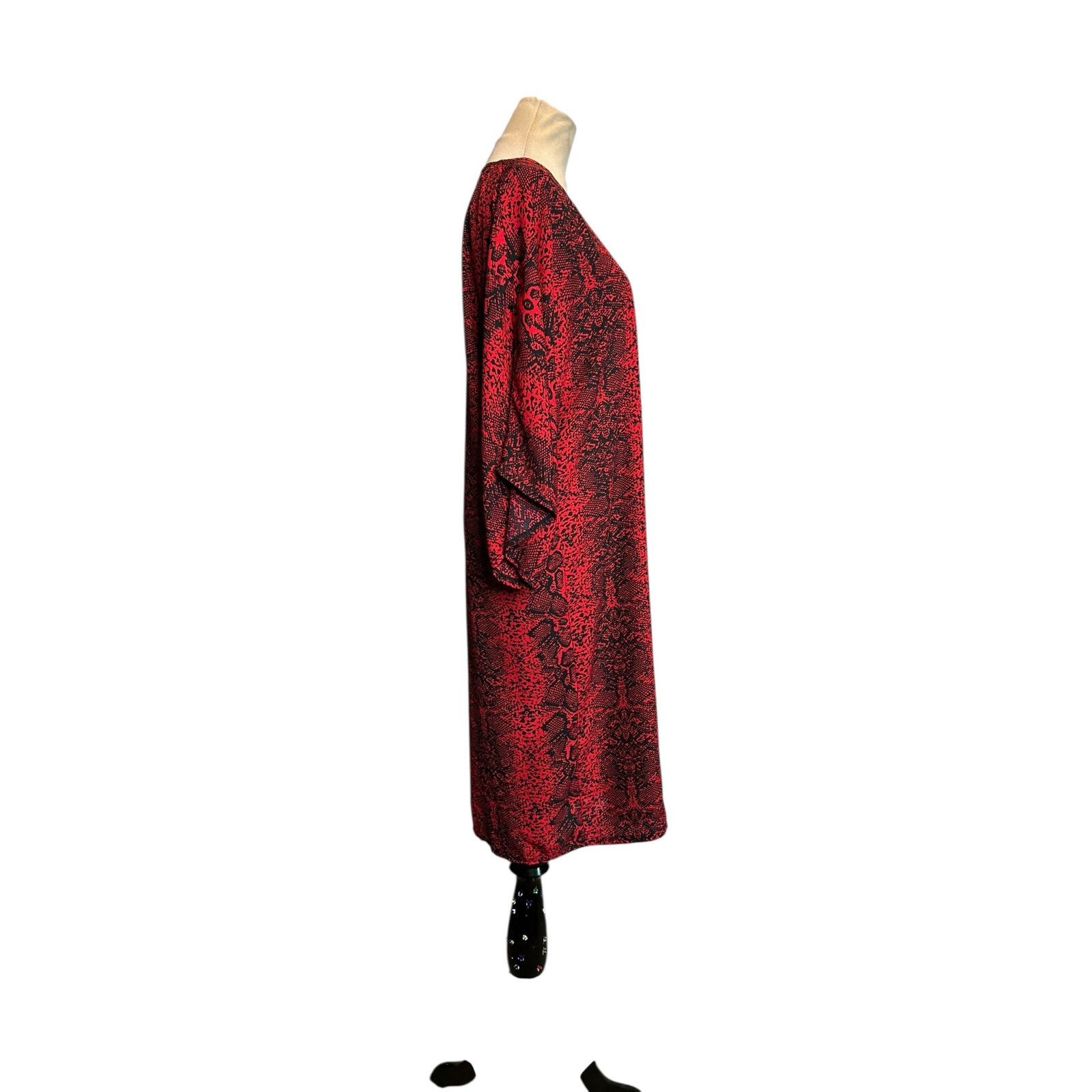 Boohoo Boohoo red black snake print open front long kimono size M/L Size L / US 10 / IT 46 - 13 Thumbnail