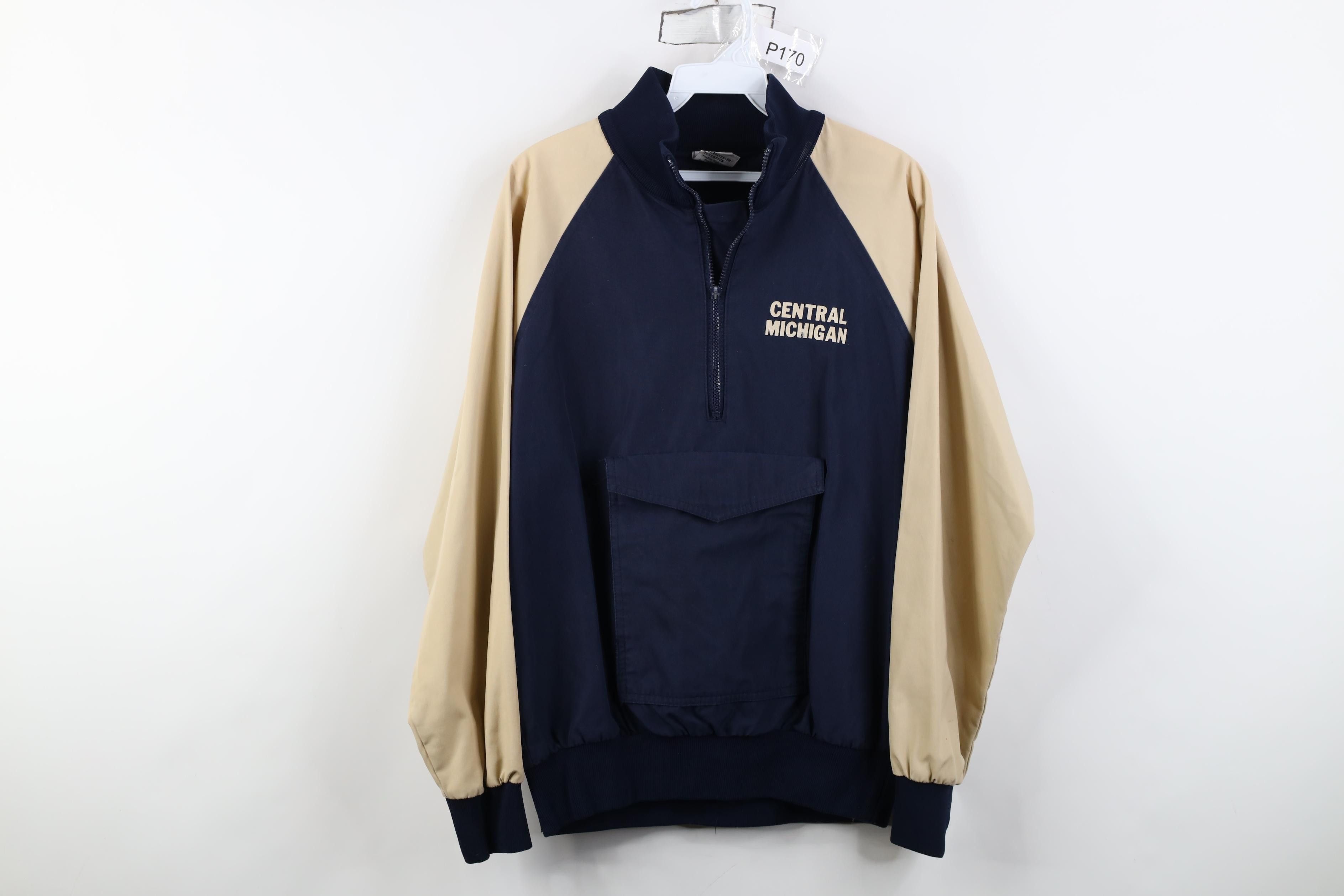 Vintage Vintage 80s Michigan University Pullover Anorak Jacket Blue Size US S / EU 44-46 / 1 - 1 Thumbnail