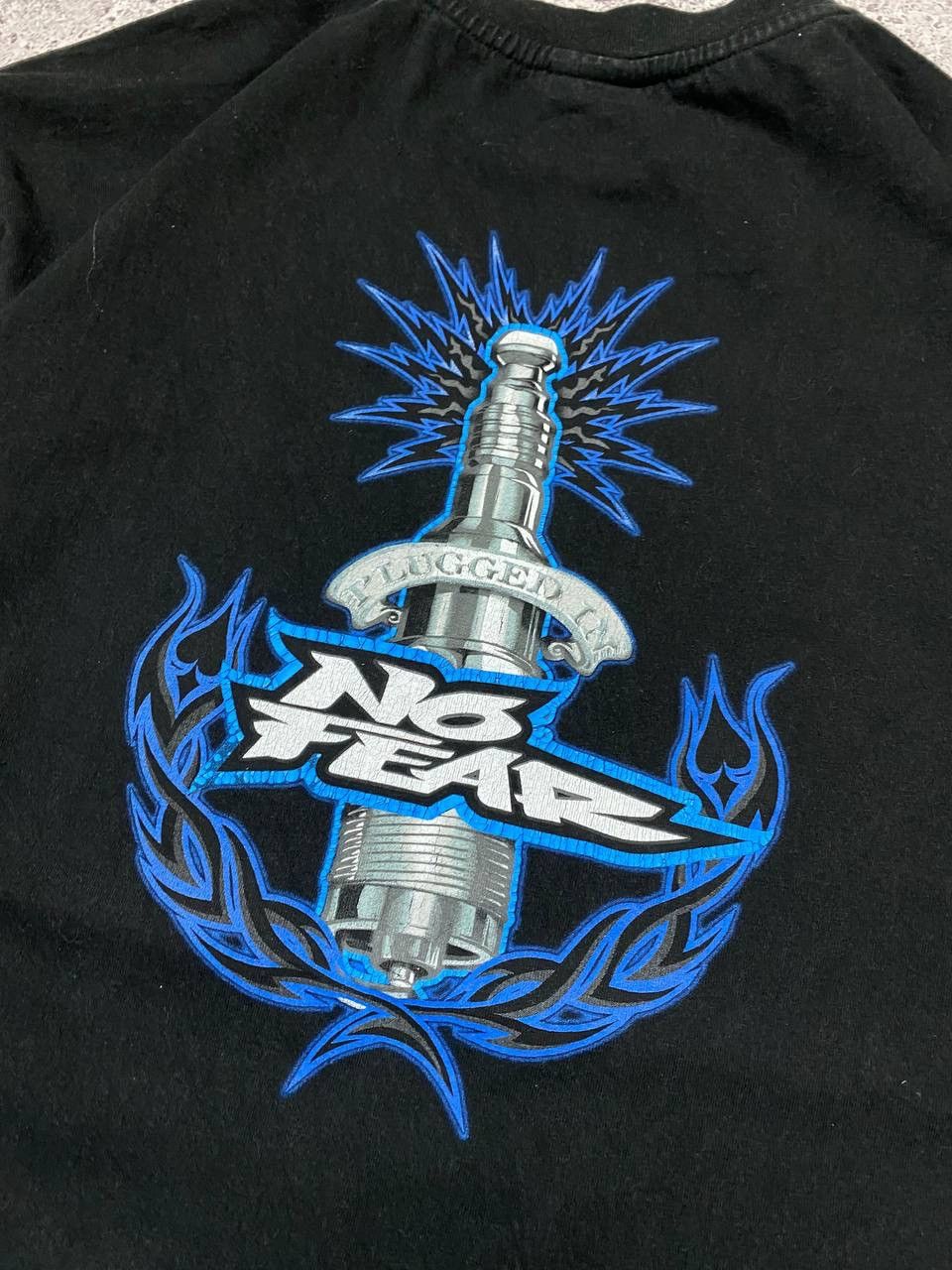 No Fear × Vintage RARE NO FEAR T-SHIRT PLUGGED IN SPARK PLUG BIG DOUBLE LOGO Size US XL / EU 56 / 4 - 13 Thumbnail