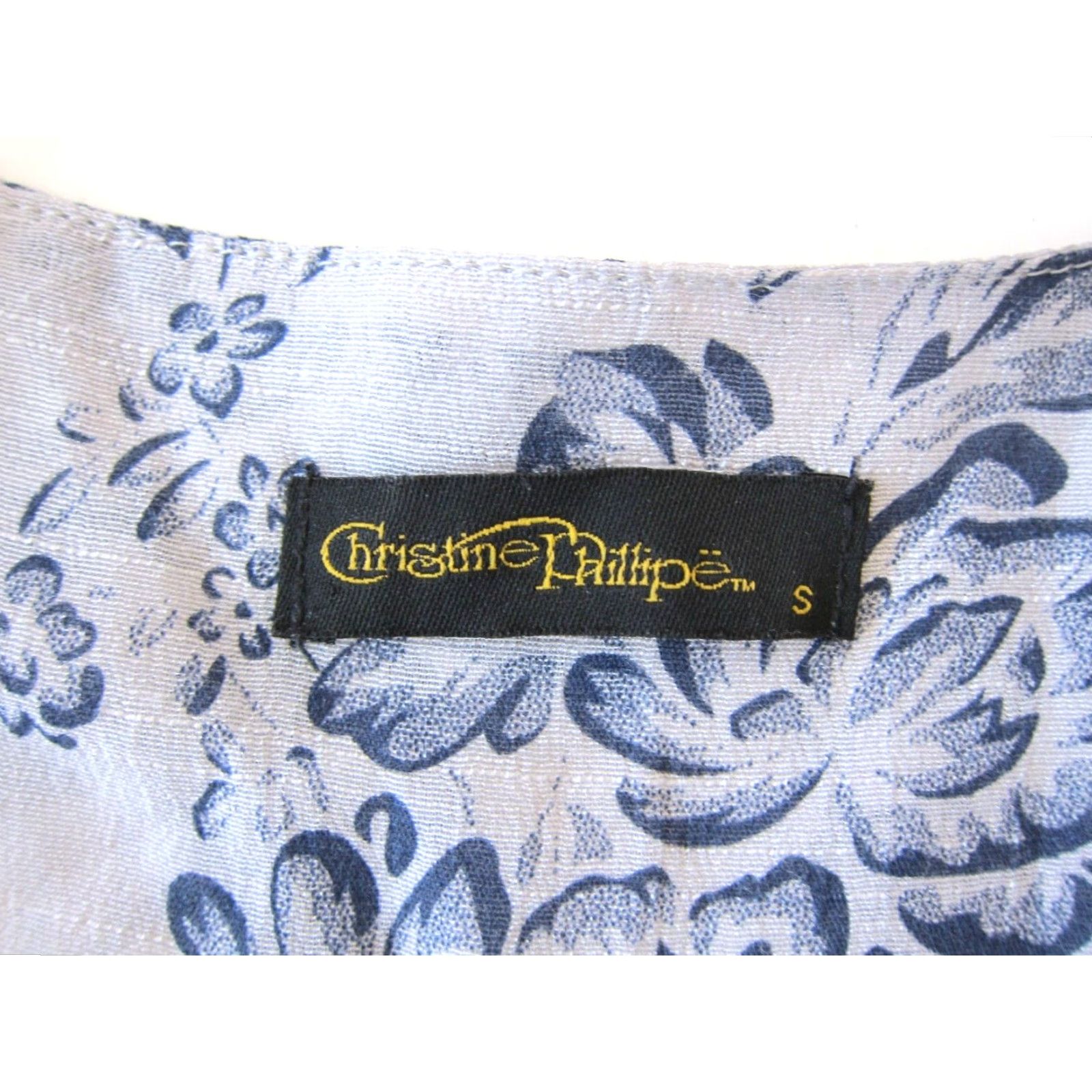 Vintage Christine Phillipe Rayon Blue Floral 3/4 Sleeve Tie Tunic Shirt Dress Small Size S / US 4 / IT 40 - 4 Thumbnail