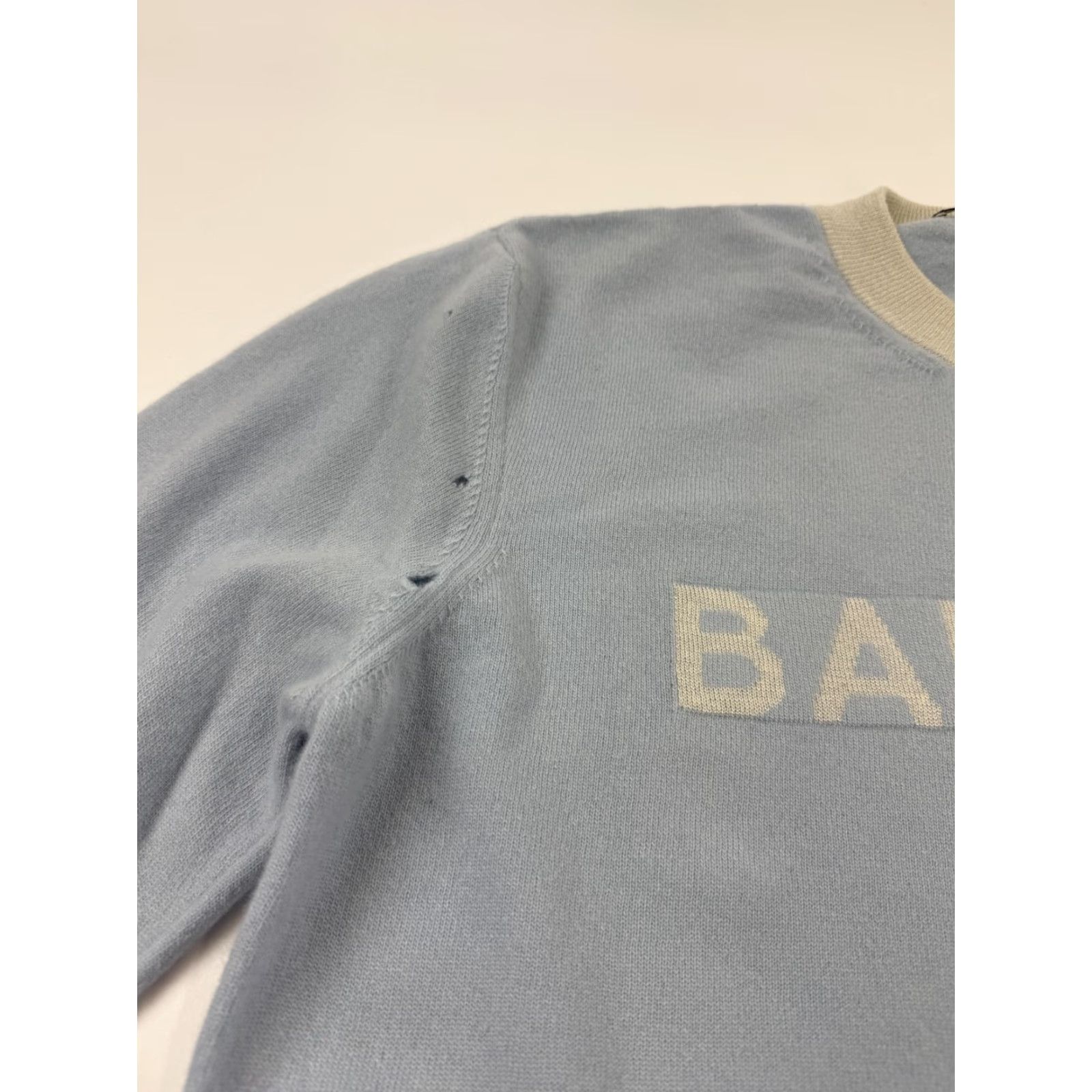 Balmain Balmain Sweater Mens 42 Blue Wool Cashmere Logo Crewneck Knit Italy Pullover Size US XL / EU 56 / 4 - 5 Thumbnail