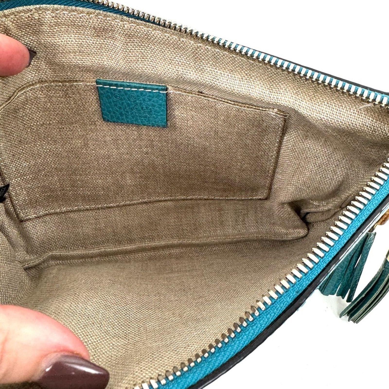 Gucci Women’s Gucci teal second bag pouch with bamboo tassels Size ONE SIZE - 3 Thumbnail