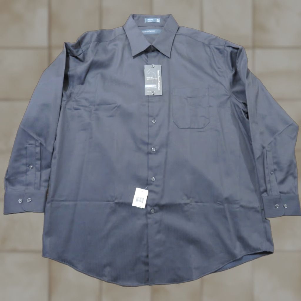 Perry Ellis Perry Ellis Gray Cotton Slim Fit Button-Down Shirt XL Mens NWT Size US XL / EU 56 / 4 - 1 Thumbnail
