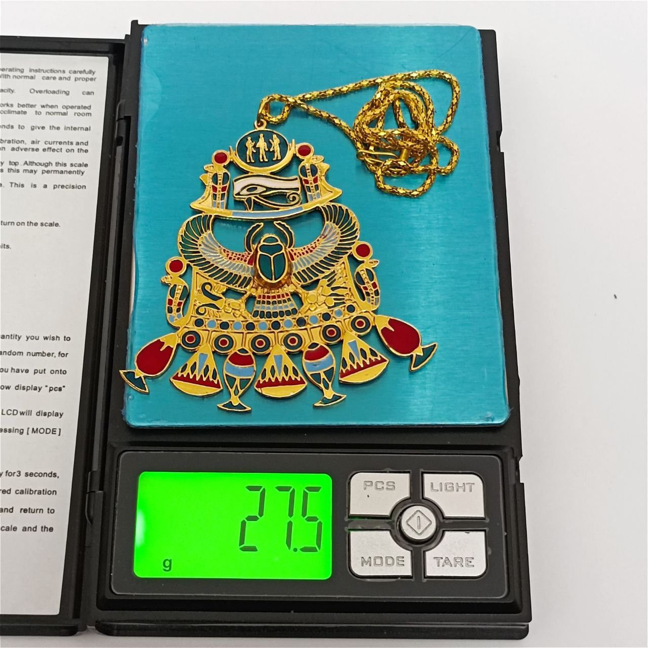 Handmade Egyptian Scarab Pendant – Gold Plated, Enamel Inlay Size ONE SIZE - 6 Thumbnail