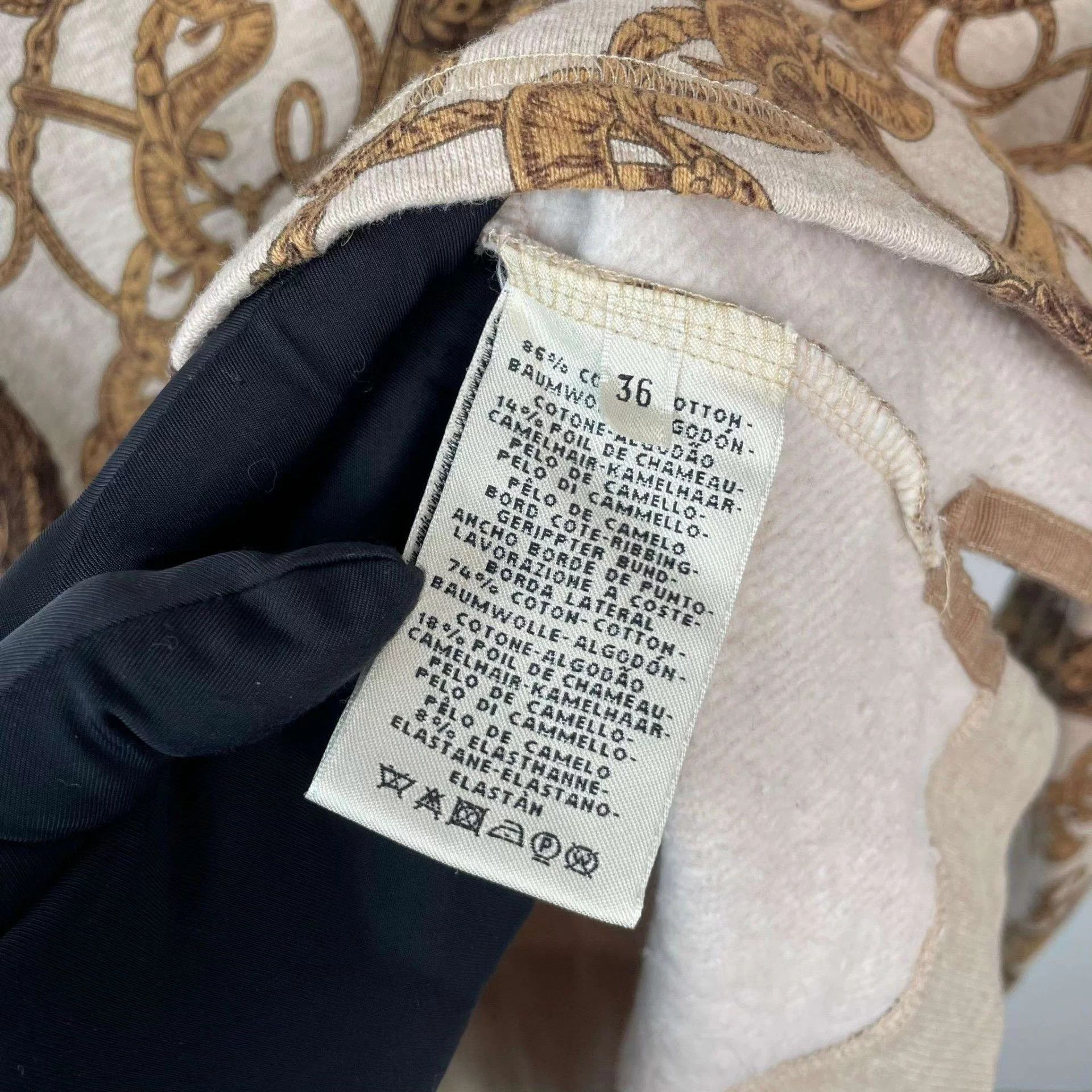 Hermes Hermès Cotton Patterned Hoodie Beige EU 36 Size XS / US 0-2 / IT 36-38 - 6 Thumbnail