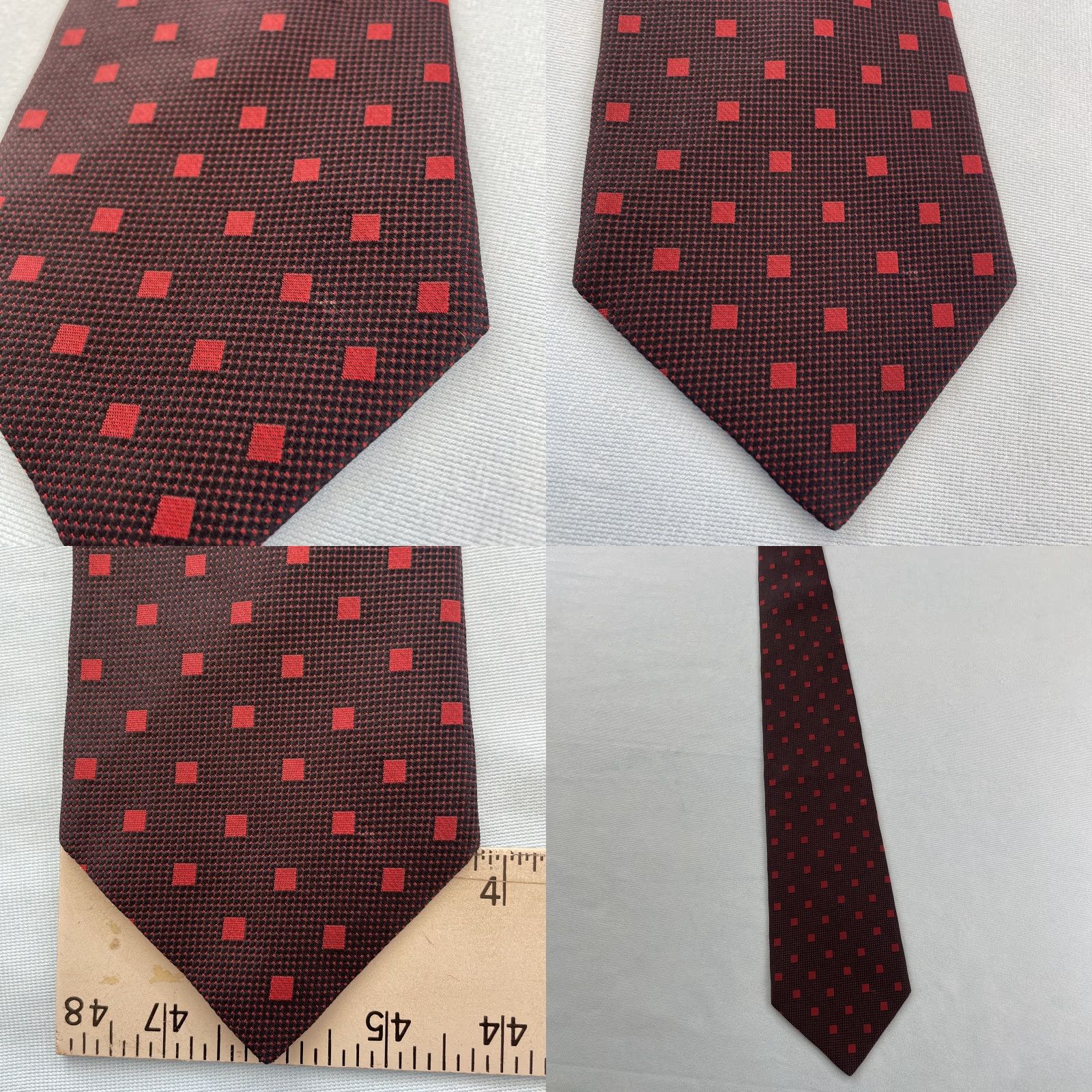 Brooks Brothers VINTAGE Brooks Brothers Makers Silk Tie Woven USA Geometry Red Black 59" 100% Silk Designer Men Tie Wide 1990s Size ONE SIZE - 9 Thumbnail