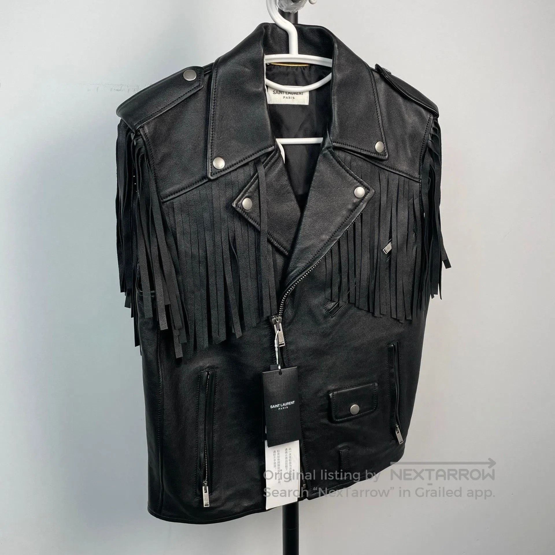 Saint Laurent Paris Saint Laurent Black Leather Fringe Vest. Size S / US 4 / IT 40 - 3 Thumbnail