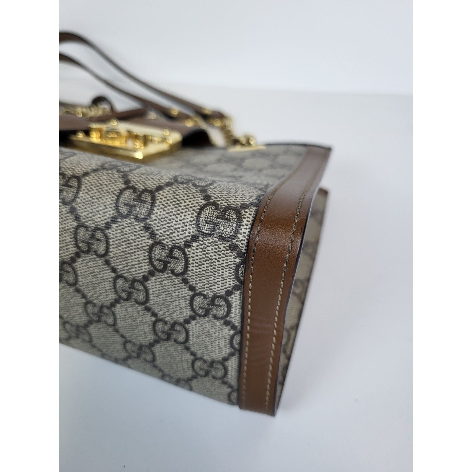 Gucci Gucci Padlock Shoulder Bag Small Brown Canvas Shoulder Bag Size ONE SIZE - 9 Thumbnail