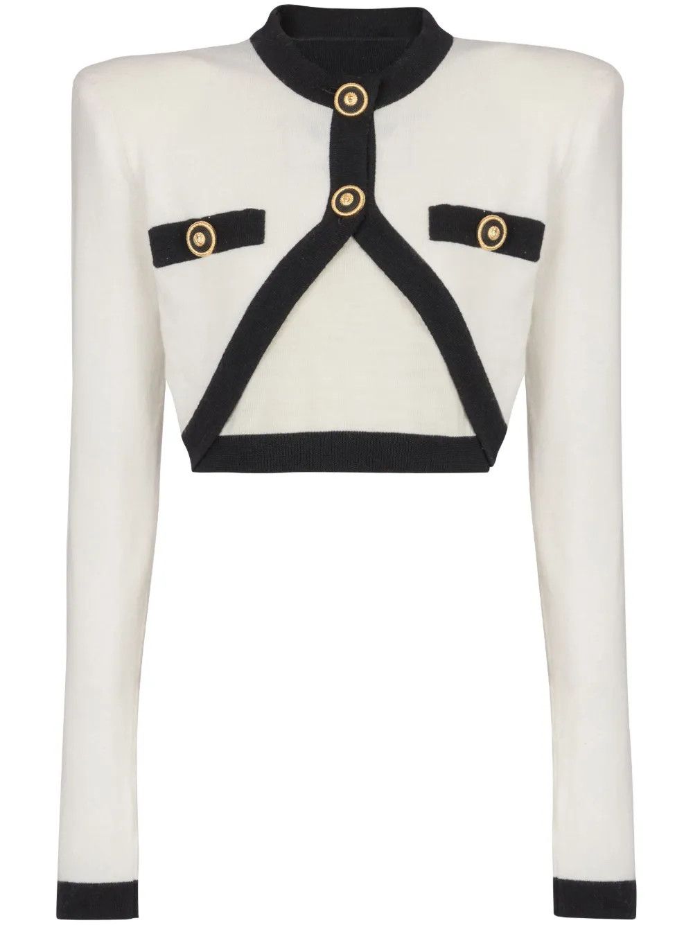 Balmain o1s1wg111225 Filo Leone Catena' Sweater in White/Black Size L / US 10 / IT 46 - 1 Thumbnail
