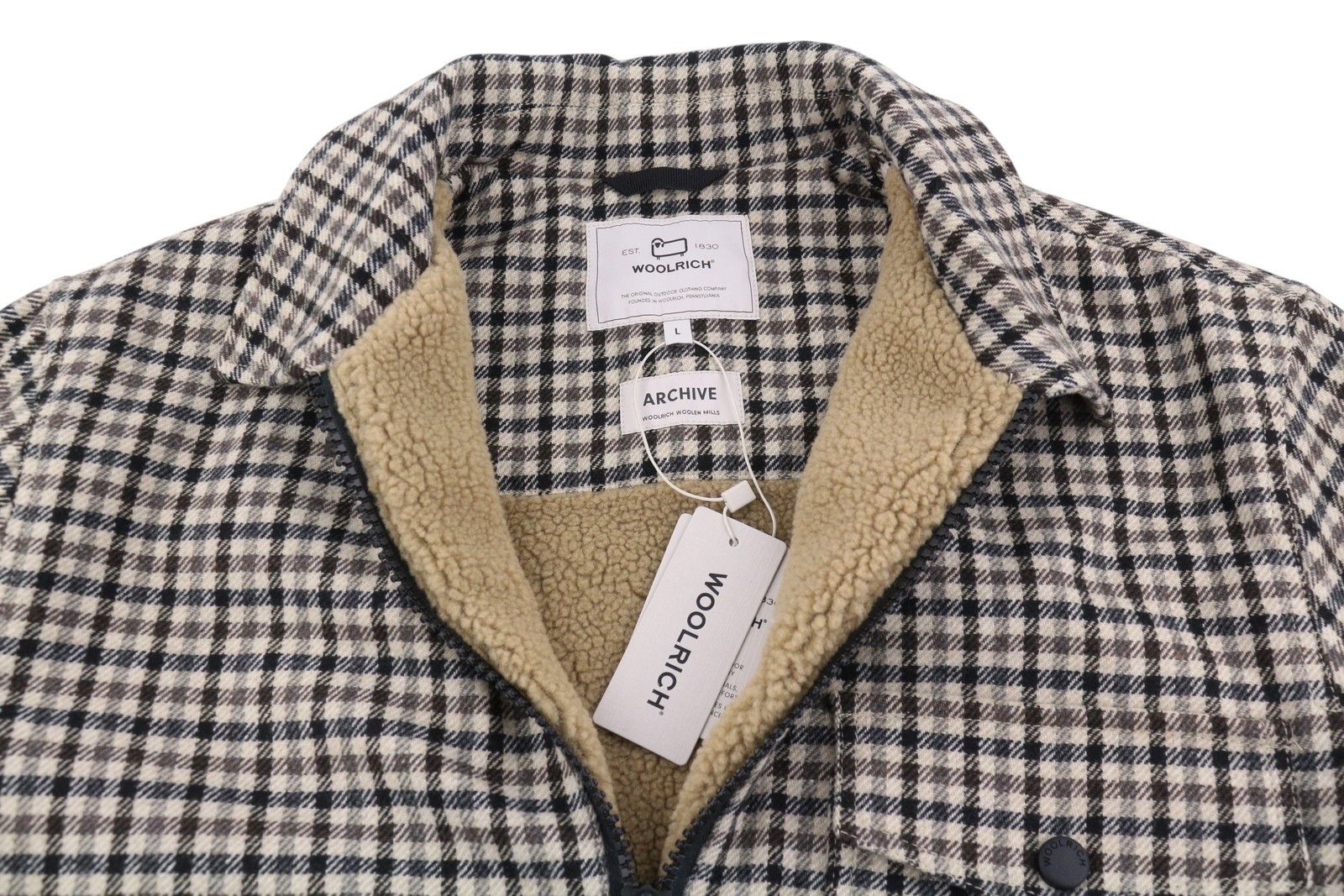 Woolrich Woolen Mills Sherpa Check L Brown Wool Blend 87147 Size US L / EU 52-54 / 3 - 6 Thumbnail
