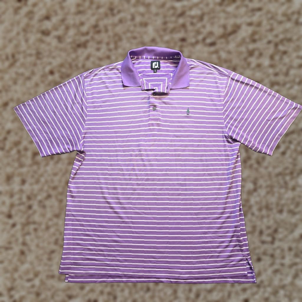 Footjoy VINTAGE FootJoy Polo Shirt Men XL Purple Striped Golf Performance Stretch Casual Basic Size US XL / EU 56 / 4 - 1 Thumbnail