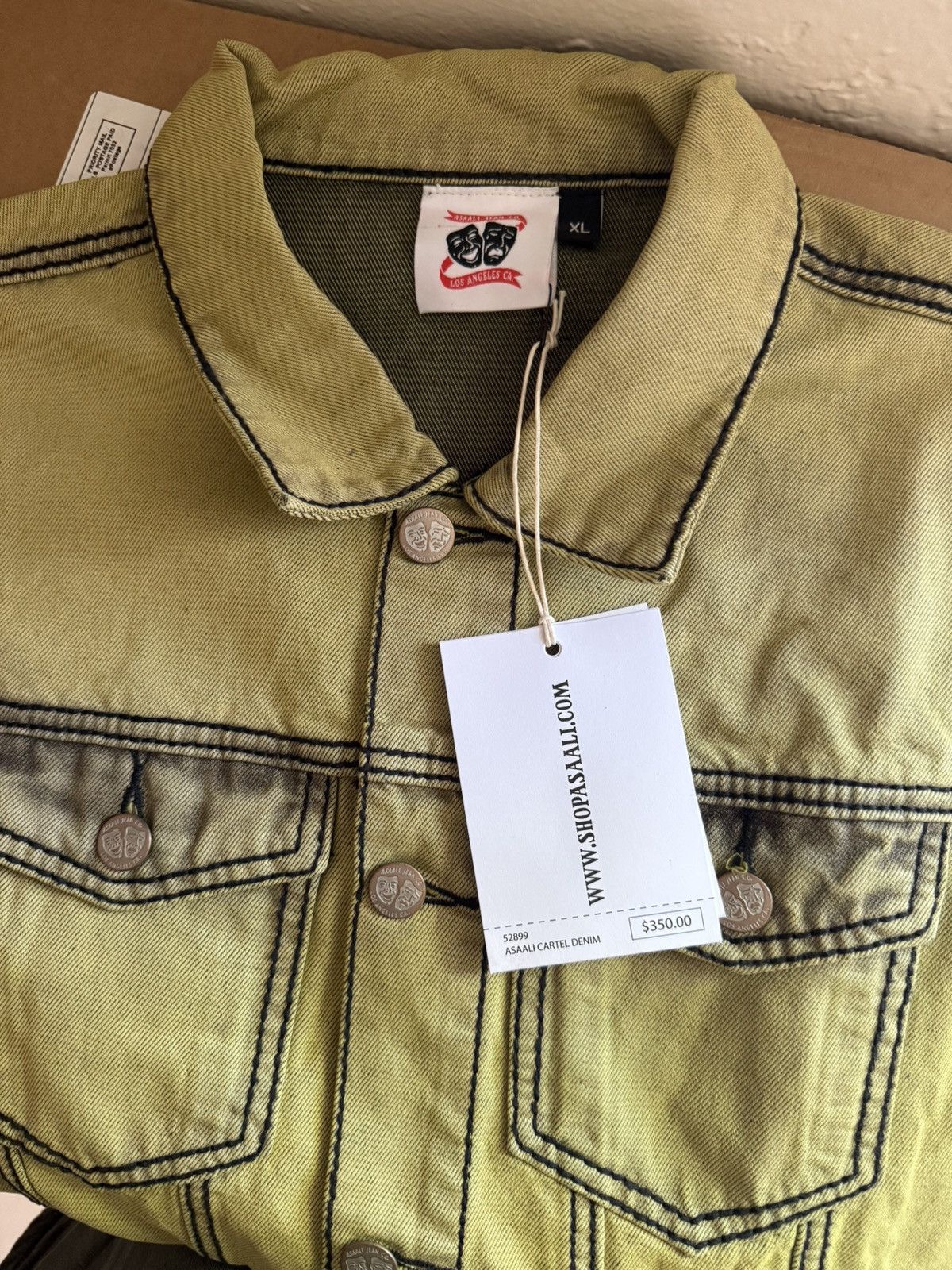 Asaali XL Asaali Cartel Mustard Yellow Stone Wash Denim Jacket Size US XL / EU 56 / 4 - 2 Thumbnail
