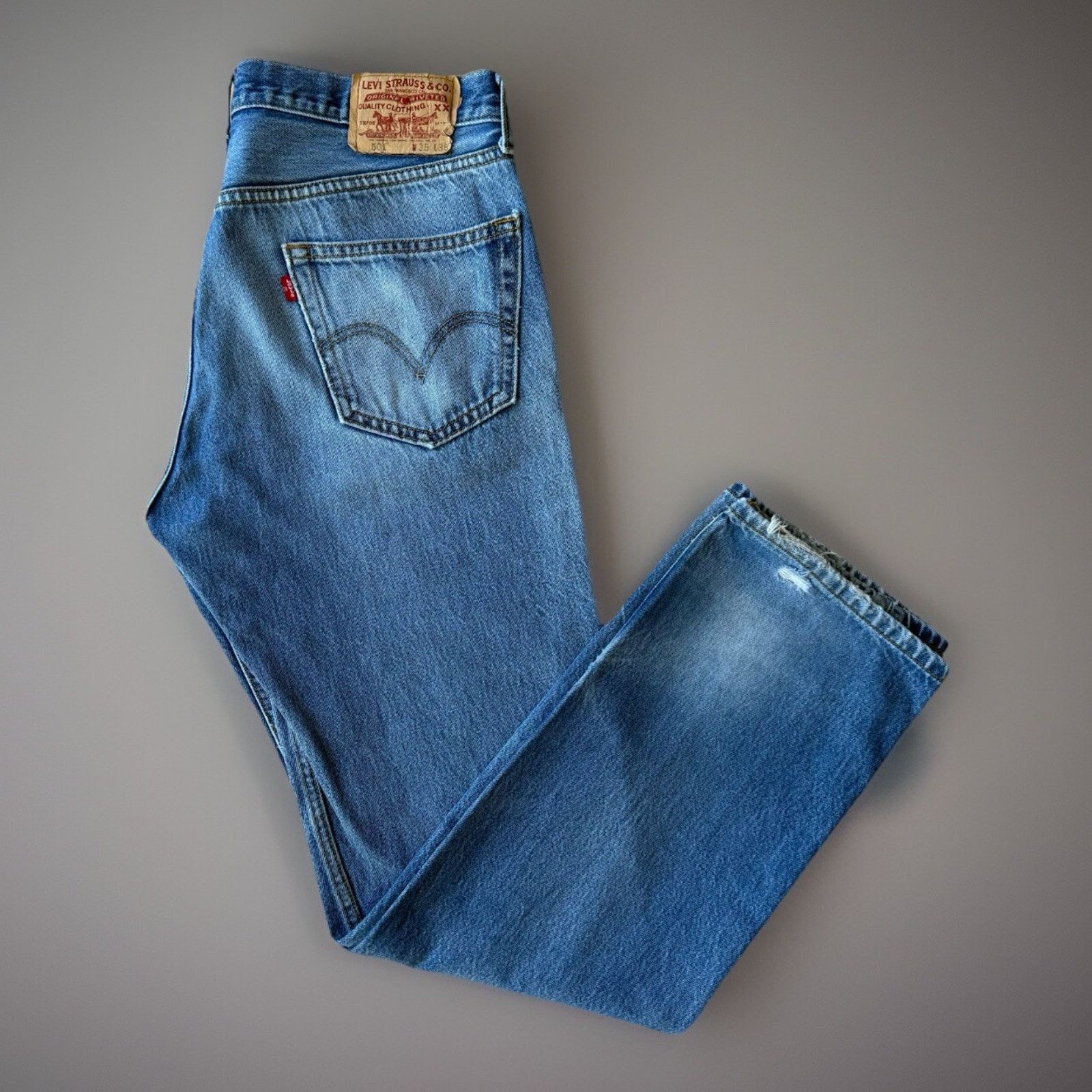 Levi's × Vintage Vintage Levis 501 Jeans 34 Blue Straight Leg Denim Workwear Size US 34 / EU 50 - 1 Thumbnail