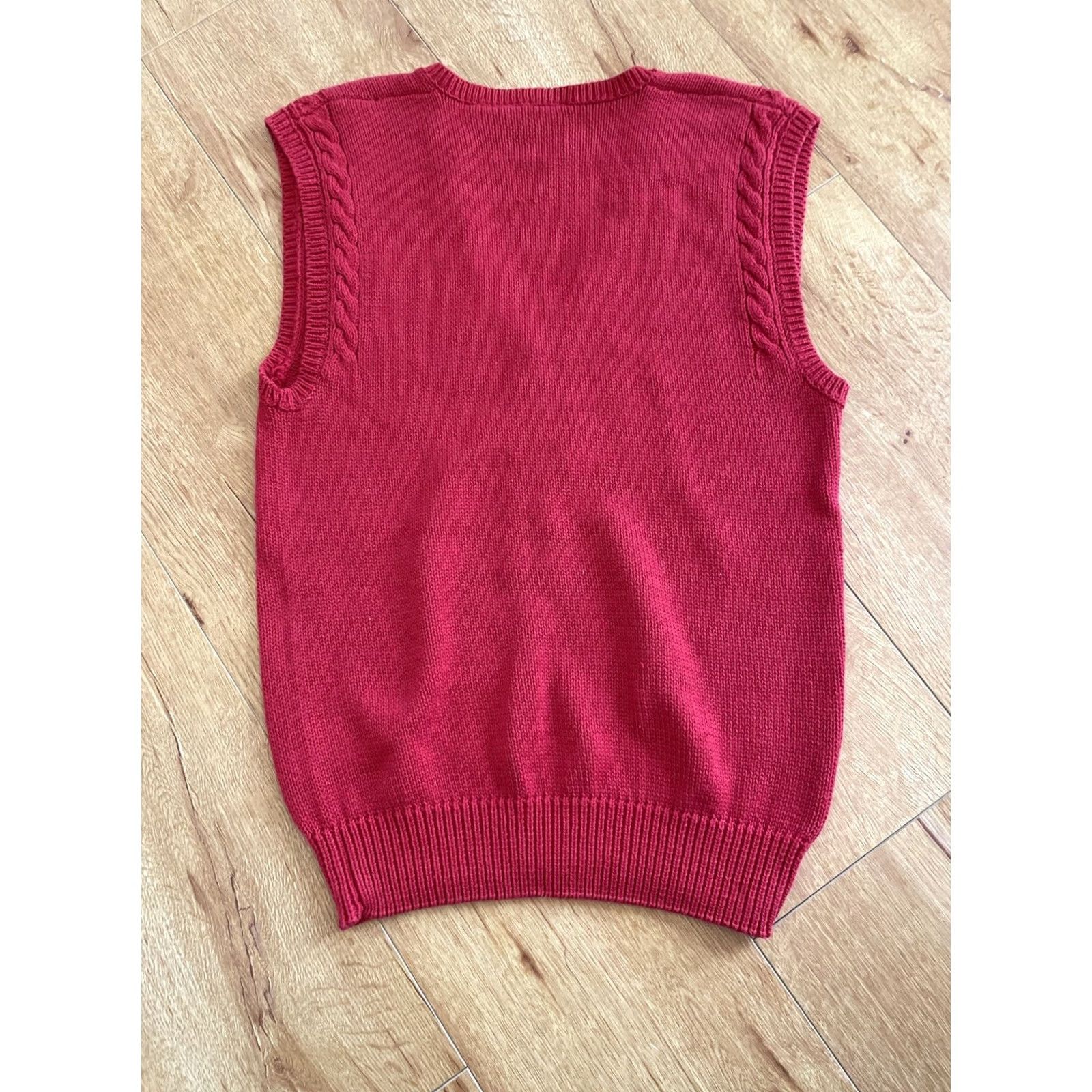 Nordstrom VINTAGE Nordstrom Sweater Vest Ladies Red 100% Cotton V-Neck Pullover Cableknit PP Womens Red Knit Vest Womens PP Vintage Size XXS / US 00 / IT 34 - 6 Thumbnail