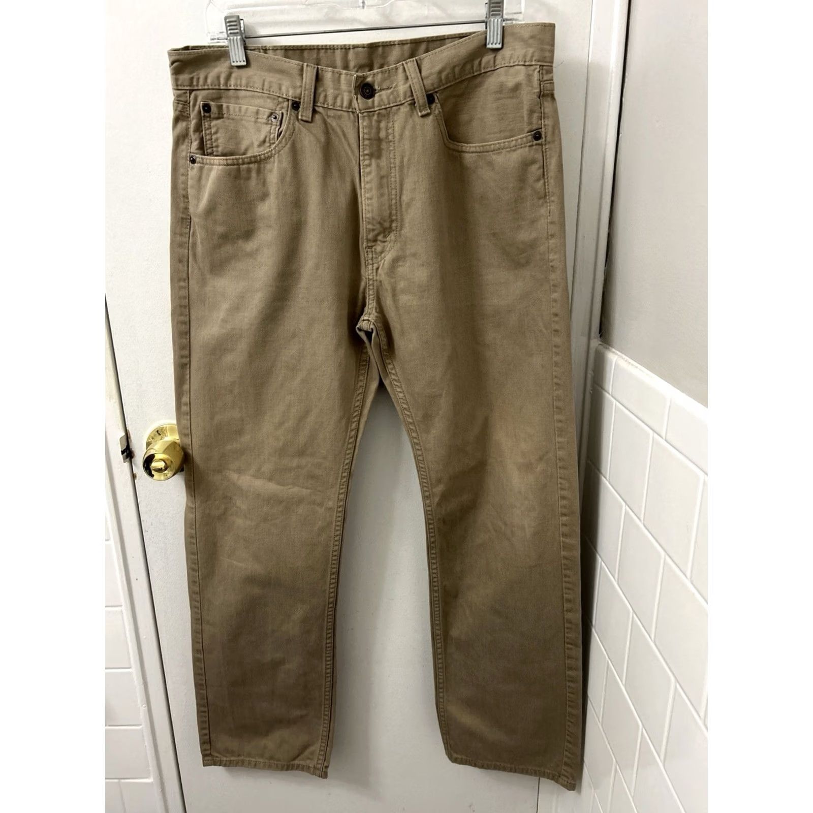 Denime Levi Strauss 505 Jeans Mens 34x30 Tan Regular Fit Denim Pants Jeans Size US 34 / EU 50 - 6 Thumbnail