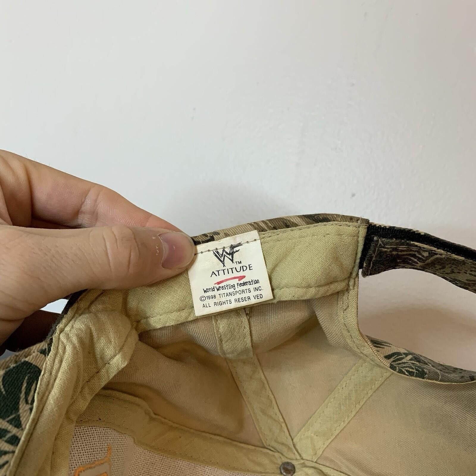 WWF Vintage 1998 Stone Cold Steve Austin WWF Camo Baseball Hat Size ONE SIZE - 7 Thumbnail