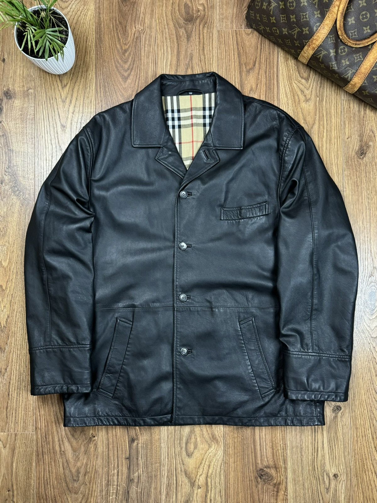Vintage leather jacket Burberry original luxury casual item
