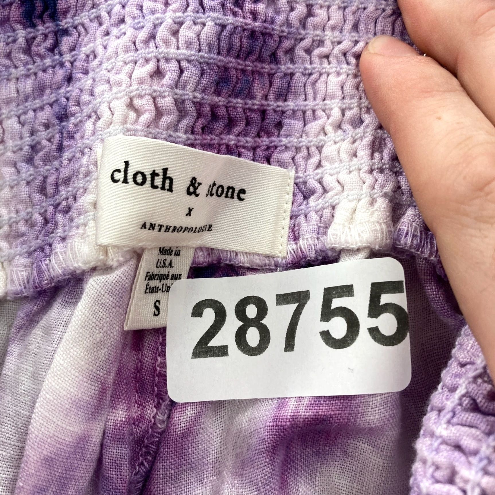 Anthropologie Cloth & Stone X Anthropologie Wide Leg Pants Women's Small Purple Tie Dye Linen Size 42" / US 20 - 5 Thumbnail