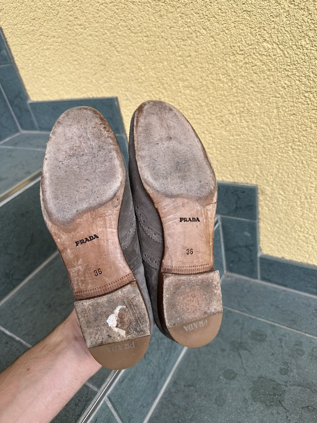 Prada Prada Loafers Women Shoes size 36 us-6,5 Brown-Gray Size US 6.5 / IT 36.5 - 13 Thumbnail