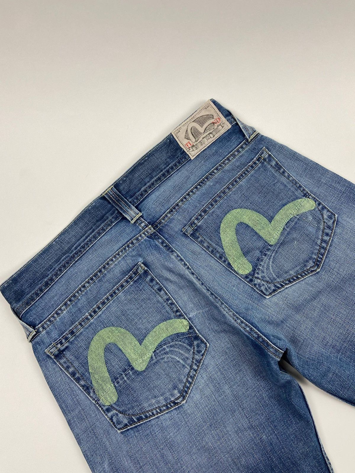 Evisu × Puma Blue Denim Straight Fit Seagull Logo Vintage Y2K Size US 32 / EU 48 - 3 Thumbnail