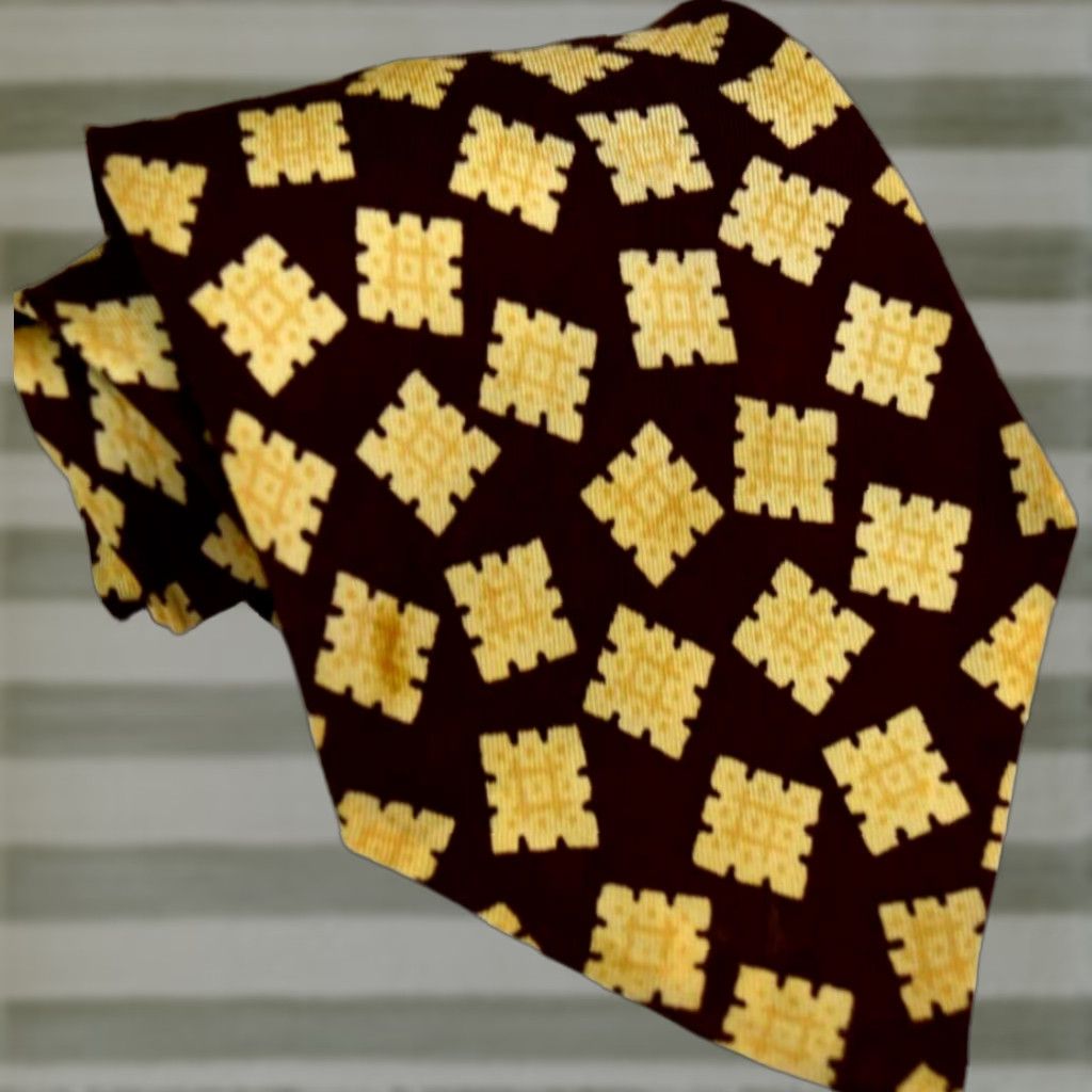 VINTAGE Charles Dillon Neck Tie Casual Adult Brown Yellow 50.5
