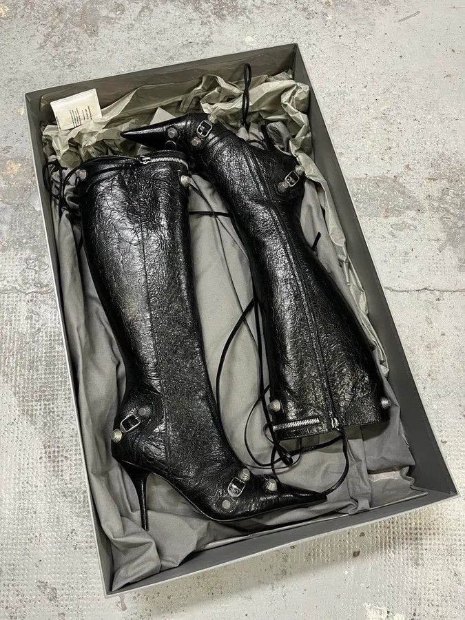Balenciaga Balenciaga City Studded Cagole 90 Black Heels Boots Size US 7 / IT 37 - 3 Thumbnail