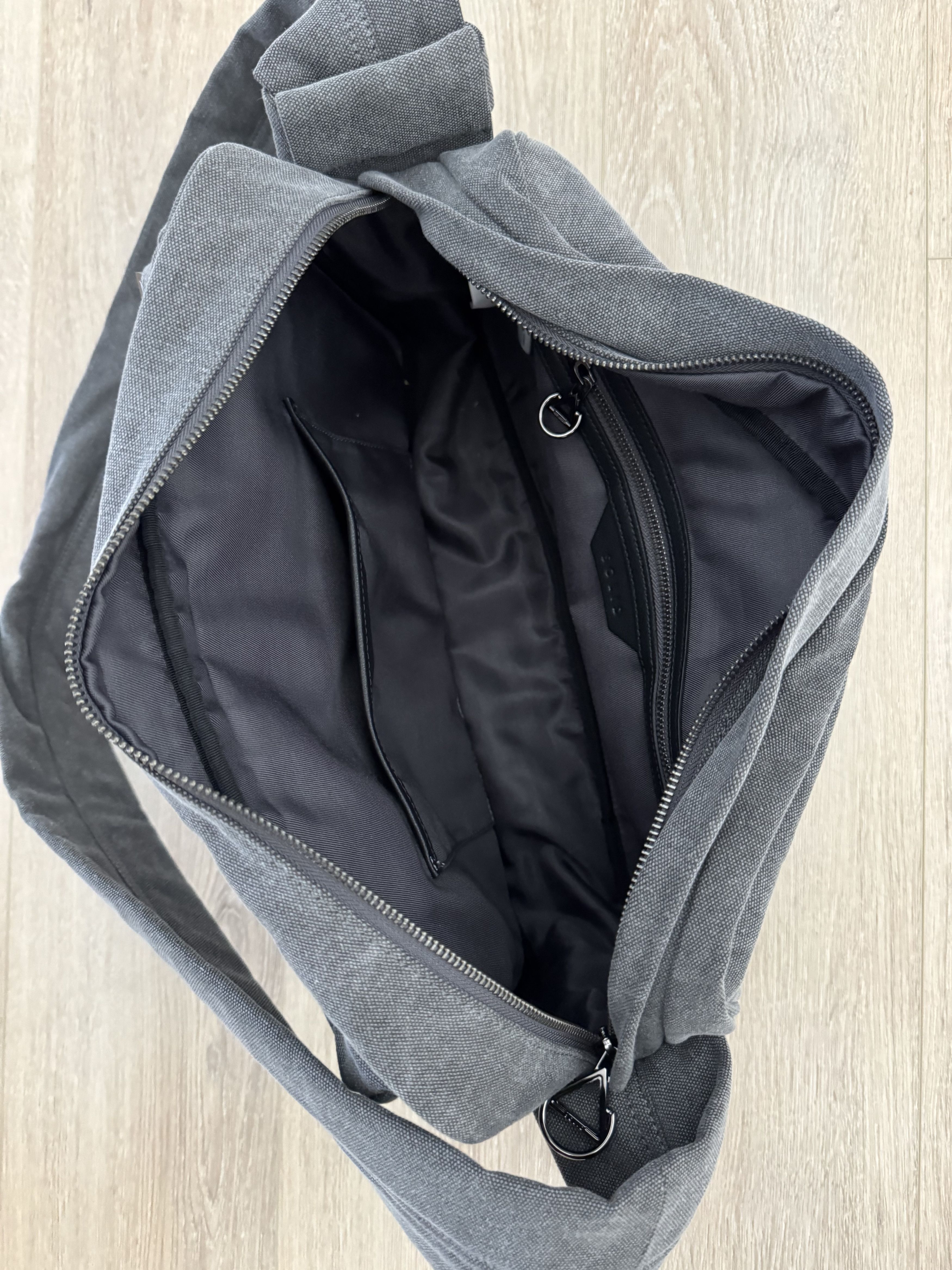 Solid Homme Solid Homme Gray Canvas Washed Crossbody Bag Size ONE SIZE - 6 Thumbnail