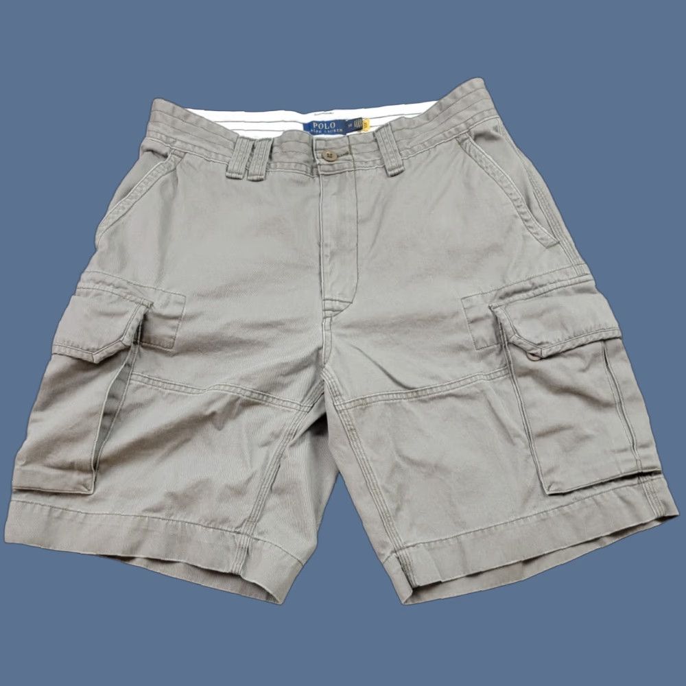 Polo Ralph Lauren Polo Ralph Lauren Cargo Shorts Mens 33 Green Gray Canvas Inseam 9in Pocket Logo Button Zip Casual Travel Preppy 90s American Outdoor Mens Size US XS / EU 42 / 0 - 1 Thumbnail