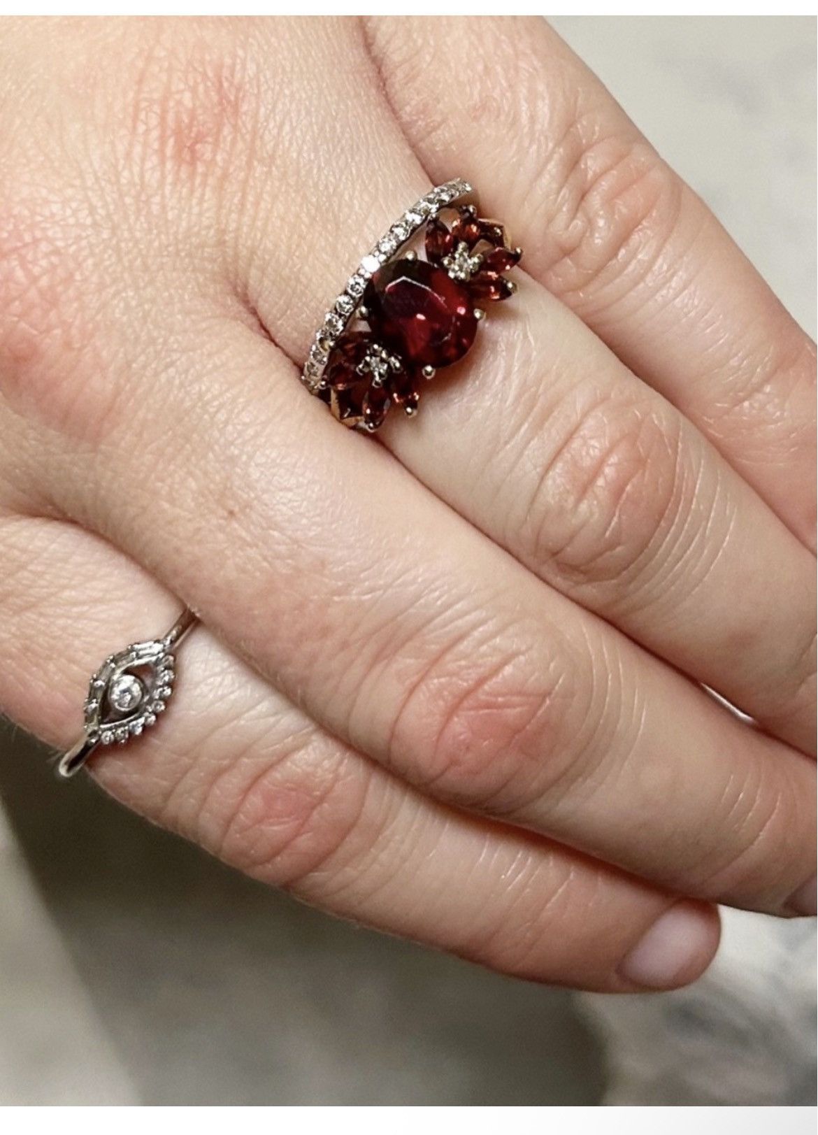 Other Authentic Vintage 14kt Yellow Gold Garnet and Diamond Ring Size ONE SIZE - 14 Thumbnail
